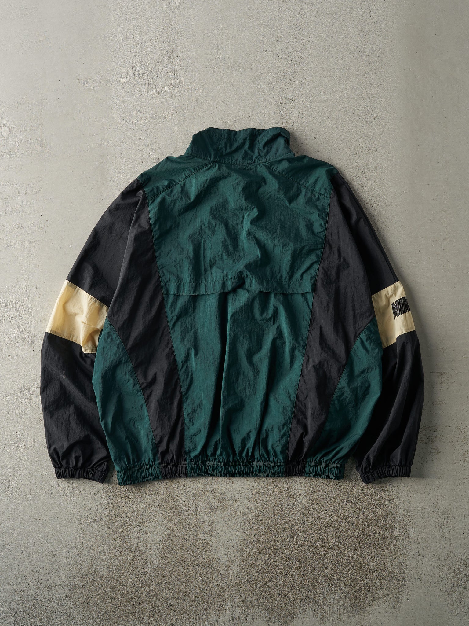 Vintage 90s Green, Black & Beige Nike Embroidered Swoosh Windbreaker (L)