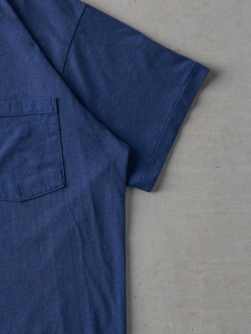 Vintage 80s Navy Blue Blank Watsons Pocket Tee (M)