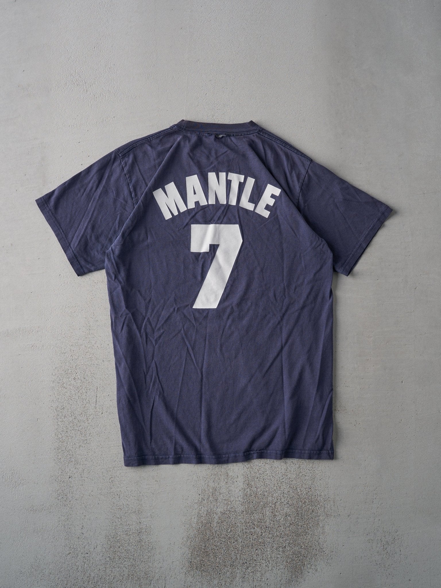 Vintage 90s Navy New York Yankees Mickey Mantle Player Tee (M)