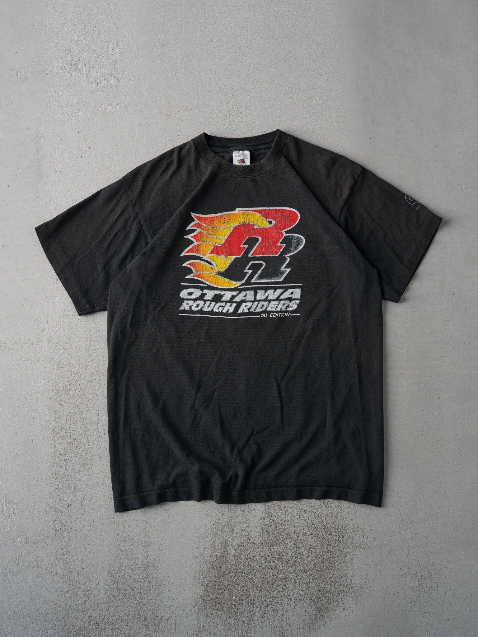 Vintage 90s Black Ottawa Rough Riders CFL Single Stitch Tee (L)
