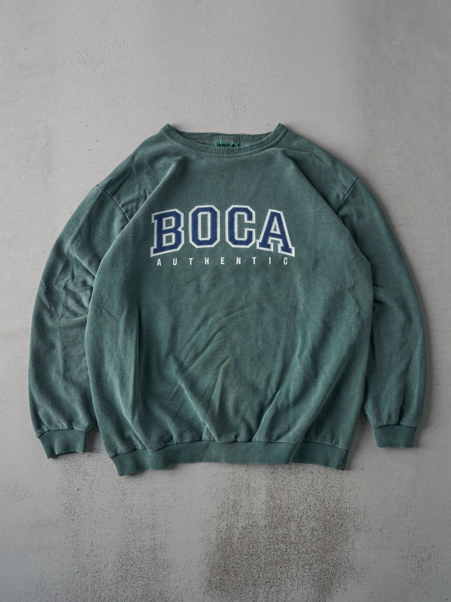 Vintage 90s Washed Forest Green Boca Authentic Crewneck (L)