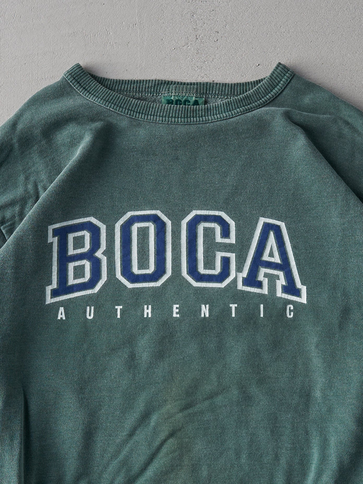 Vintage 90s Washed Forest Green Boca Authentic Crewneck (L)