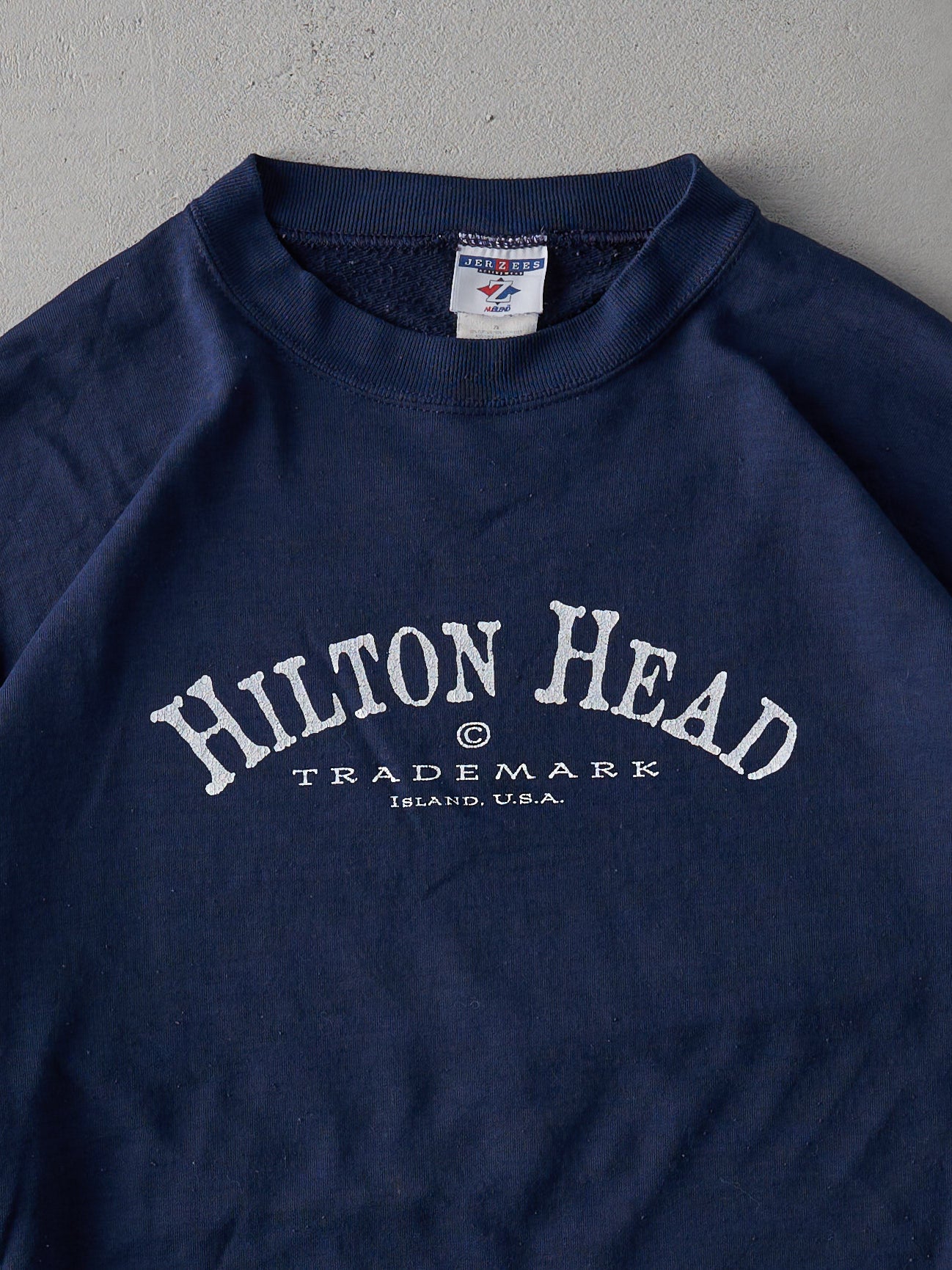 Vintage Y2K Navy Blue Hilton Head Light Weight Crewneck (XL)