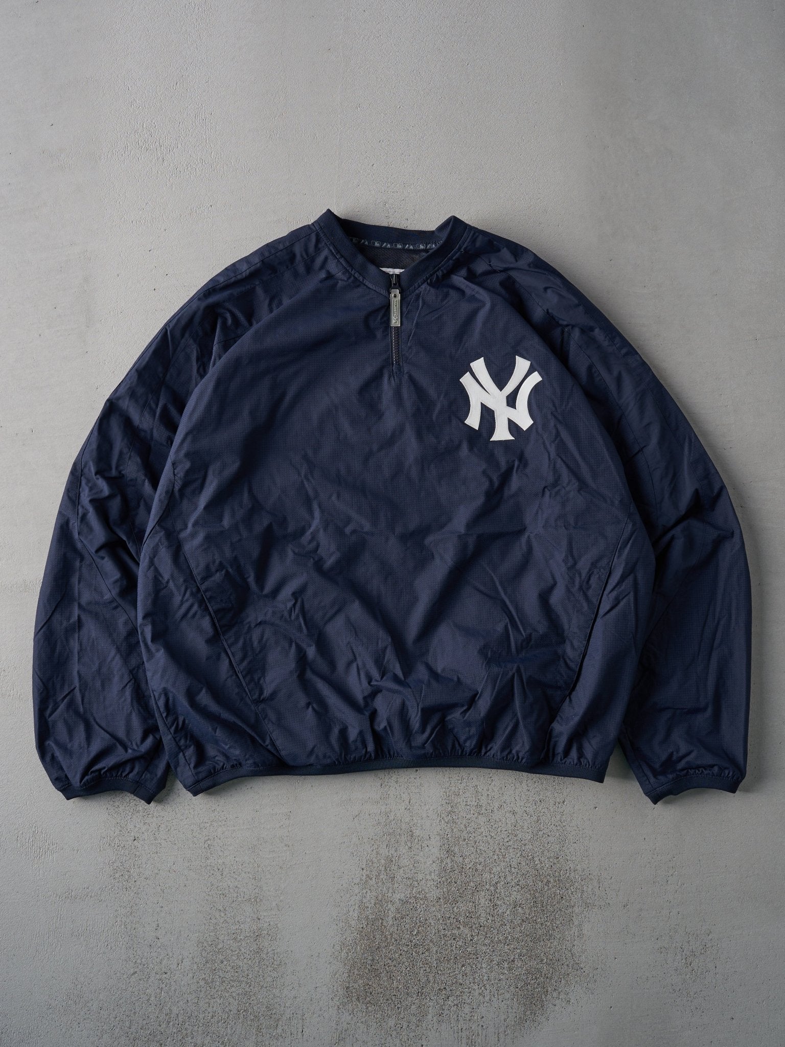 Vintage 90s Navy Blue New York Yankees Wind Breaker Coaches Jacket (XL/XXL)