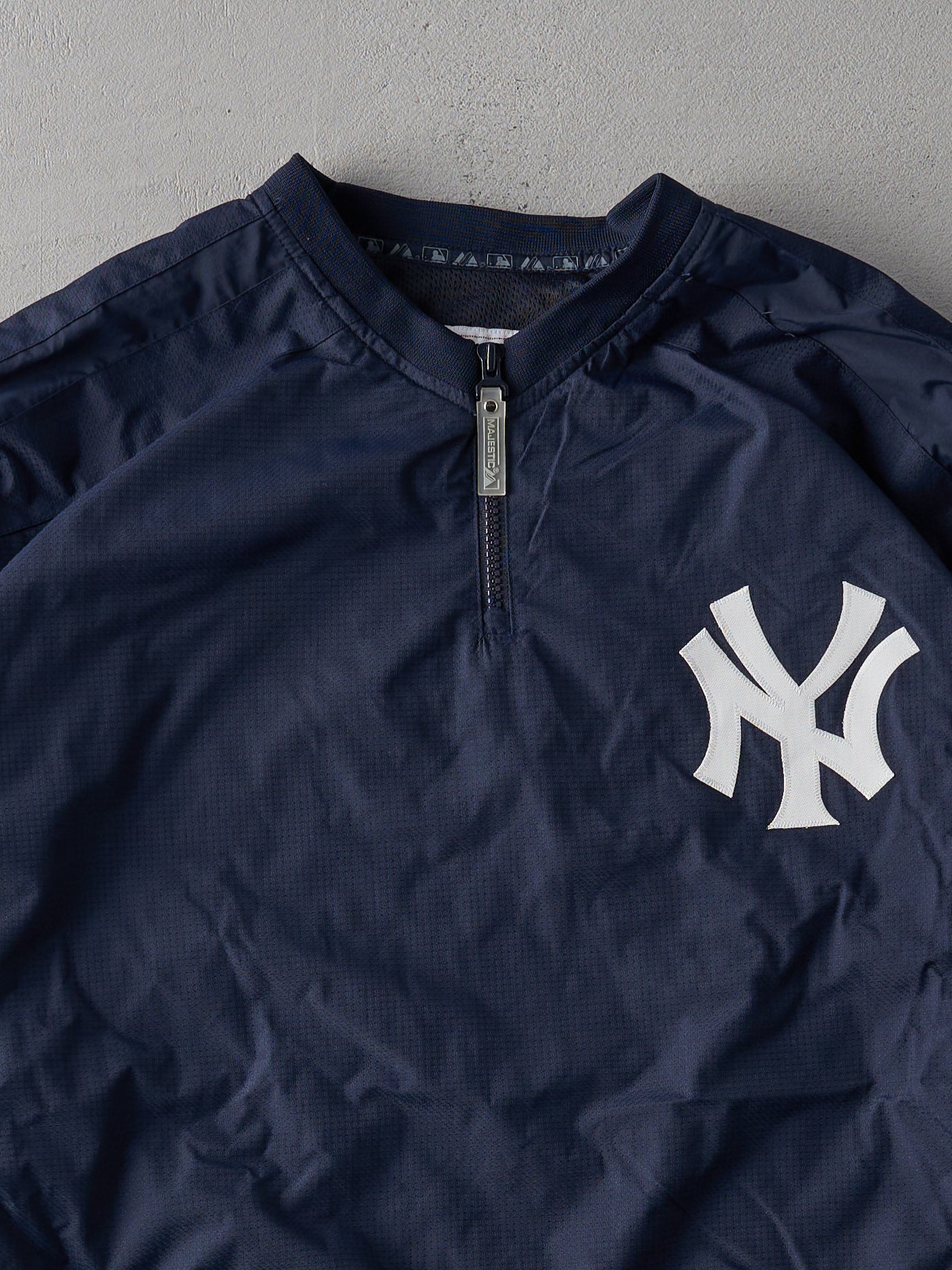 Vintage 90s Navy Blue New York Yankees Wind Breaker Coaches Jacket (XL/XXL)