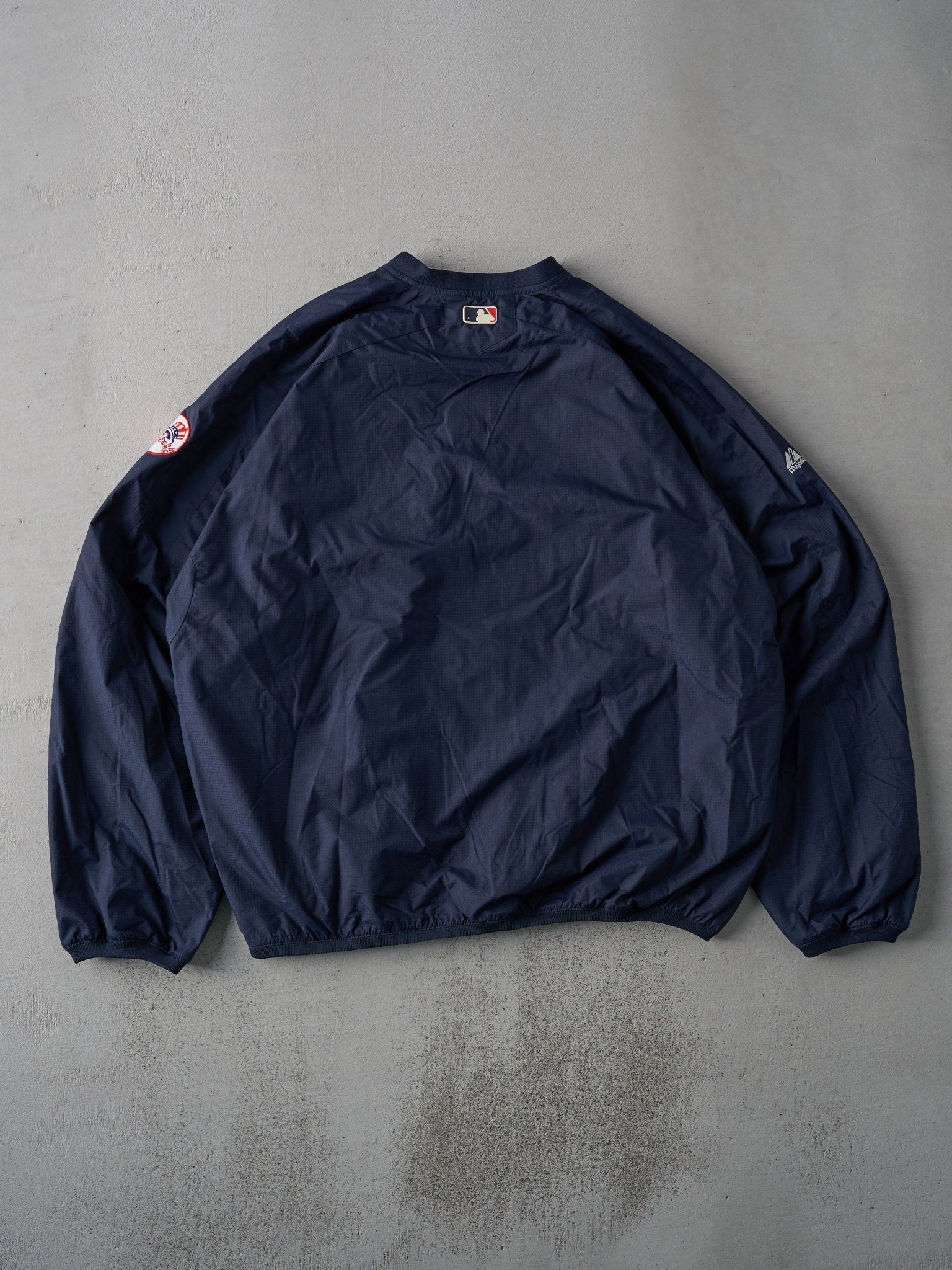 Vintage 90s Navy Blue New York Yankees Wind Breaker Coaches Jacket (XL/XXL)