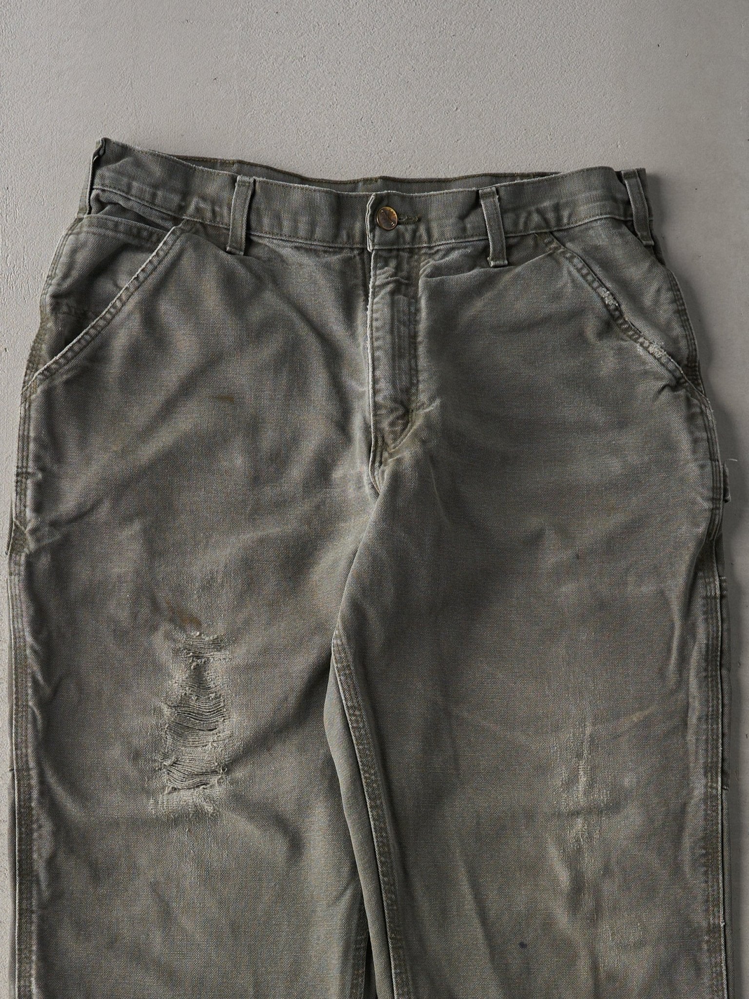 Vintage Y2K Faded Green Carhartt Loose Original Fit Carpenter Pants (34x28.5)