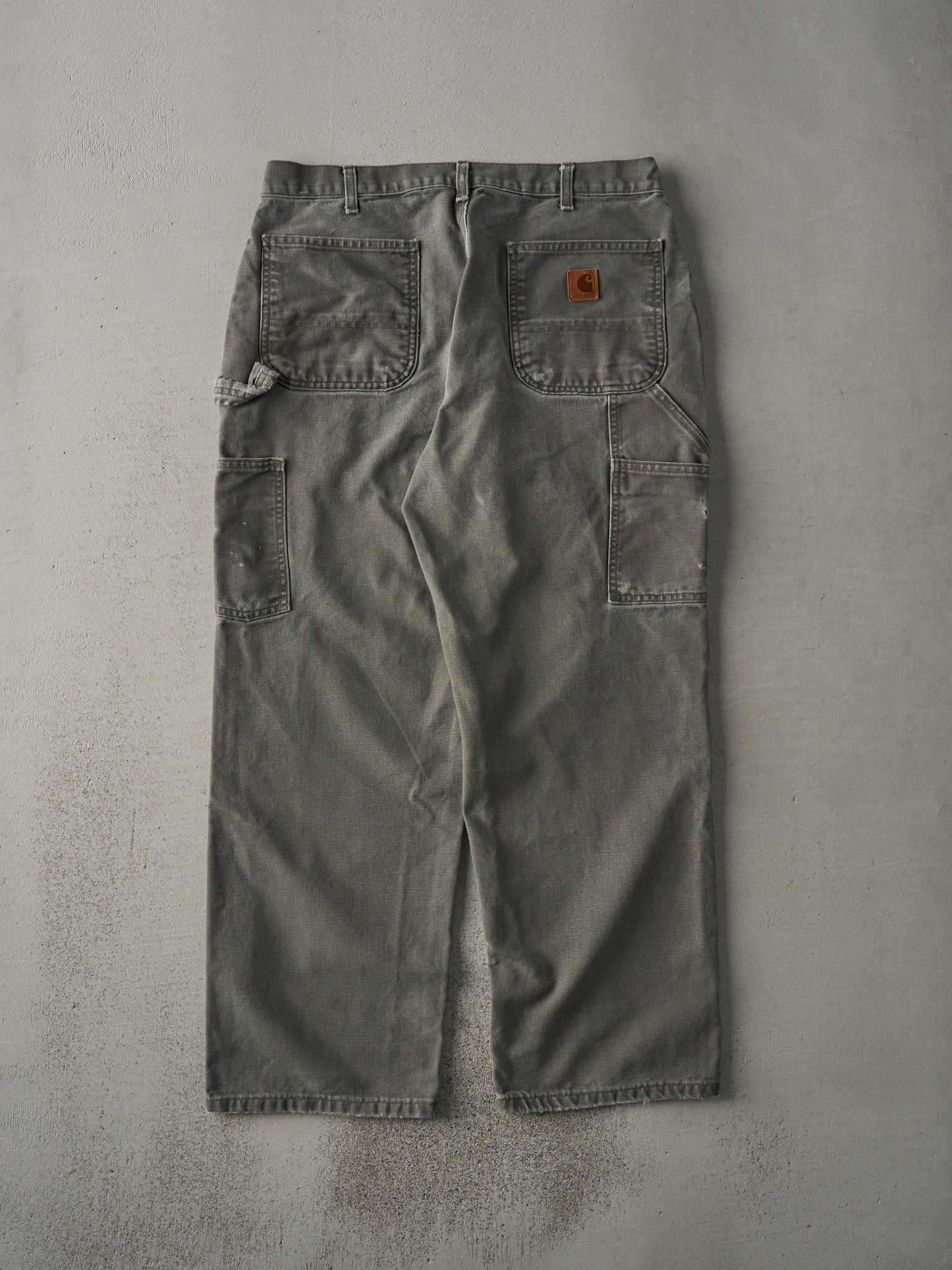 Vintage Y2K Faded Green Carhartt Loose Original Fit Carpenter Pants (34x28.5)