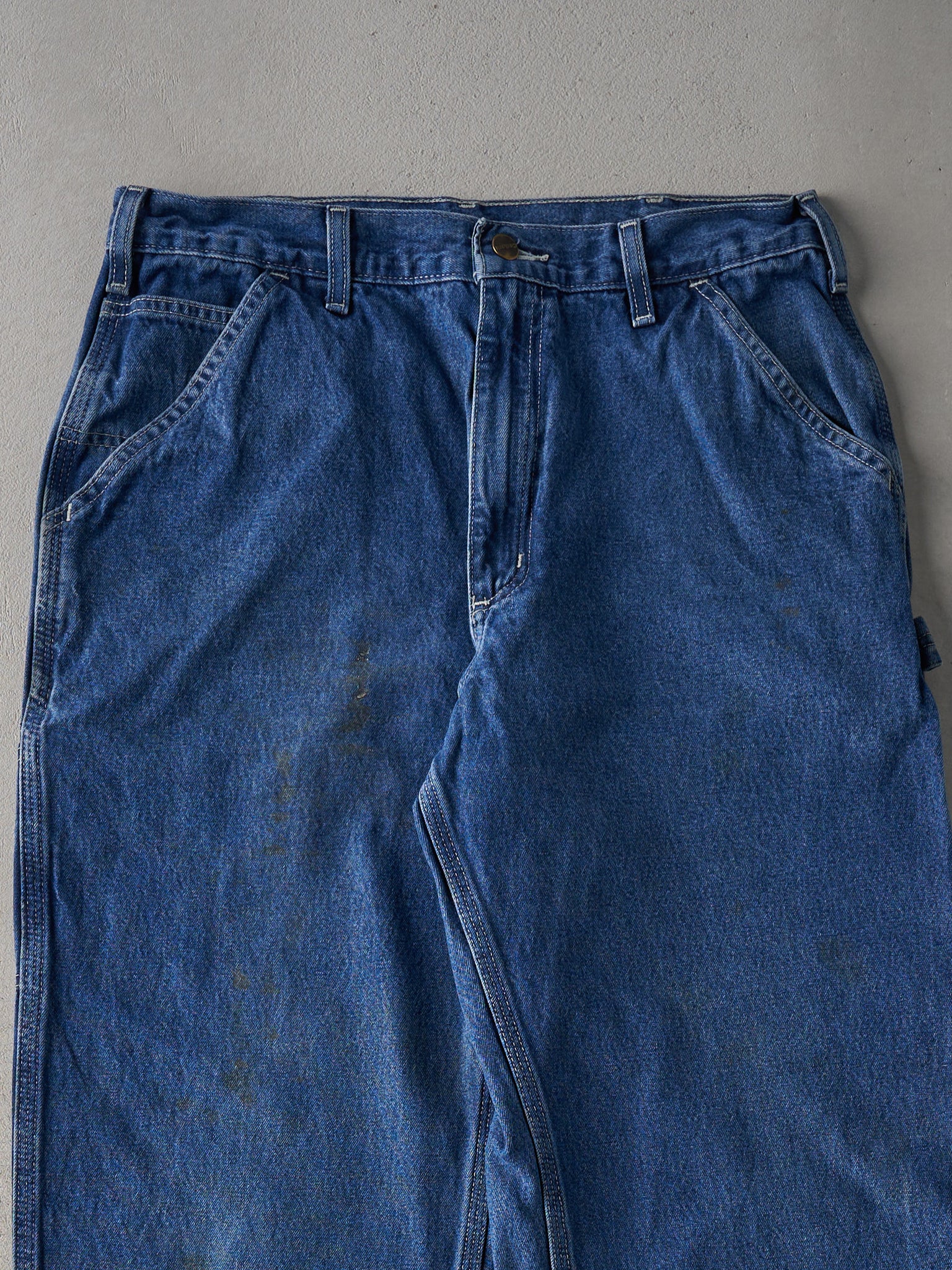 Vintage 90s Mid Wash Carhartt Dungaree Carpenter Jeans (33x33)