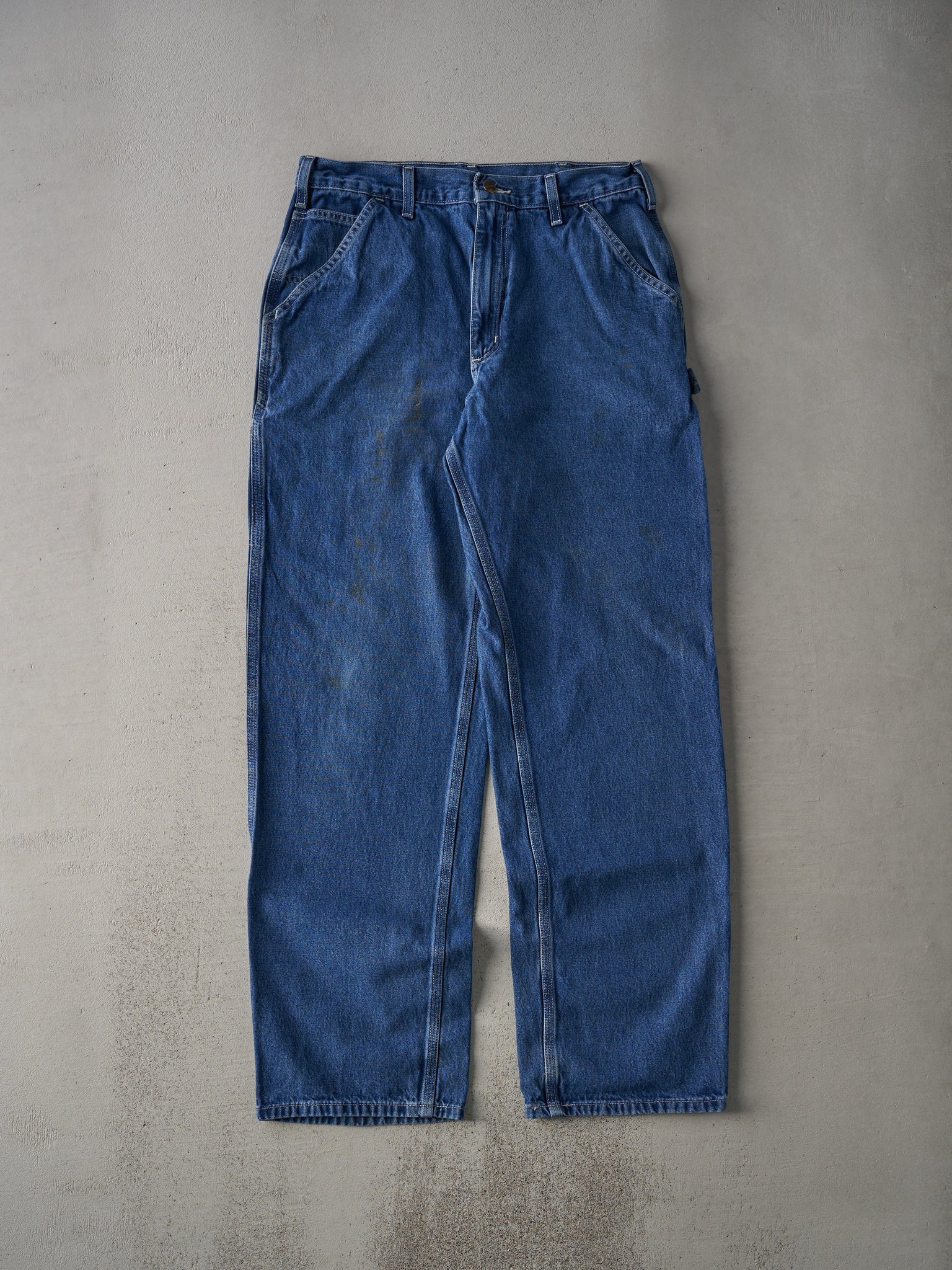 Vintage 90s Mid Wash Carhartt Dungaree Carpenter Jeans (33x33)