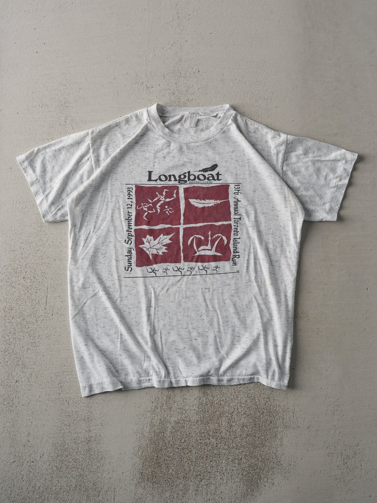 Vintage 93' Heather Grey Longboat Toronto Island Run Boxy Tee (M)