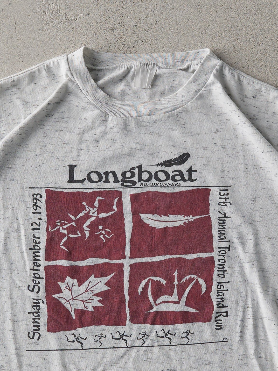 Vintage 93' Heather Grey Longboat Toronto Island Run Boxy Tee (M)