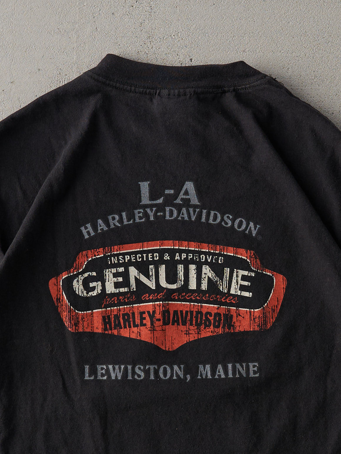 Vintage 08' Black Lewiston, Maine Harley Davidson Tee (S/M)