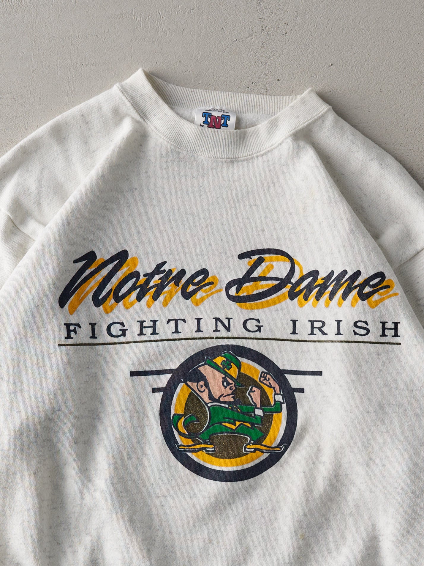 Vintage 90s Heather Grey Notre Dame Fighting Irish Crewneck (M)