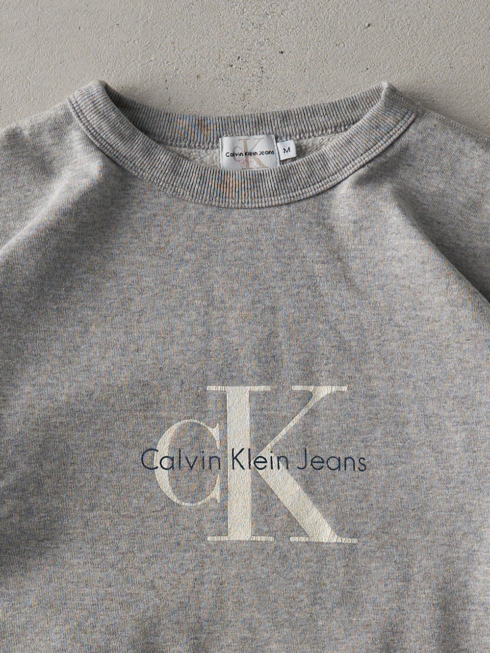 Vintage Y2K Light Grey Calvin Klein Jeans Boxy Crewneck (M)