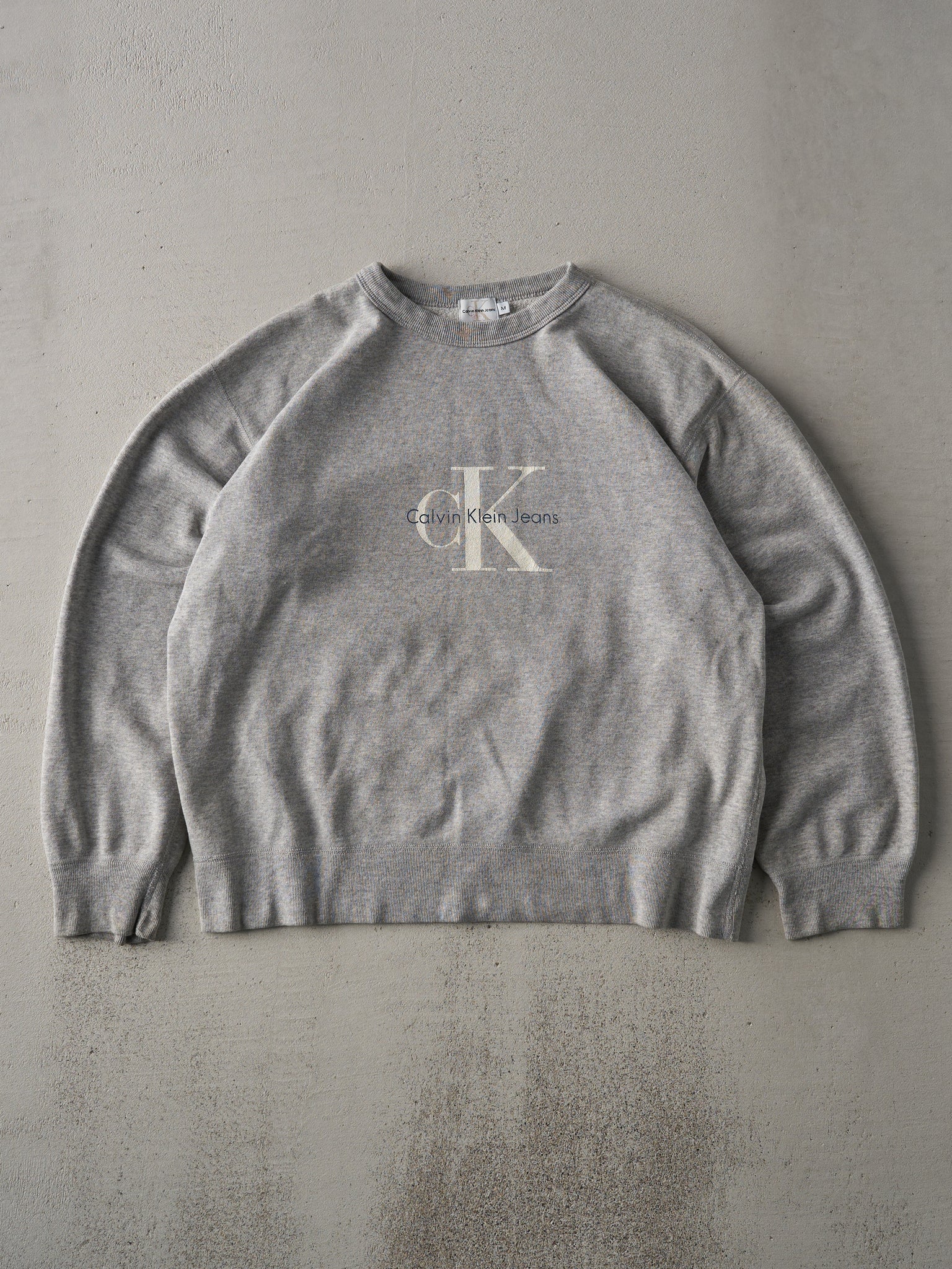 Vintage Y2K Light Grey Calvin Klein Jeans Boxy Crewneck (M)