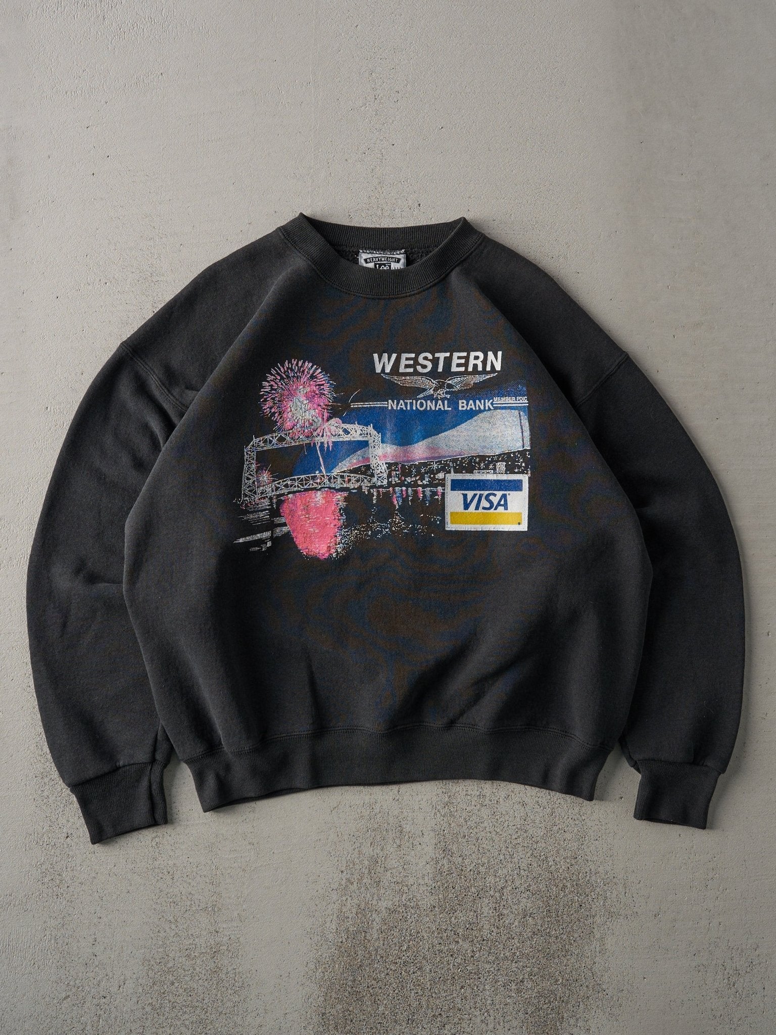Vintage 90s Black Western National Bank Crewneck (L)
