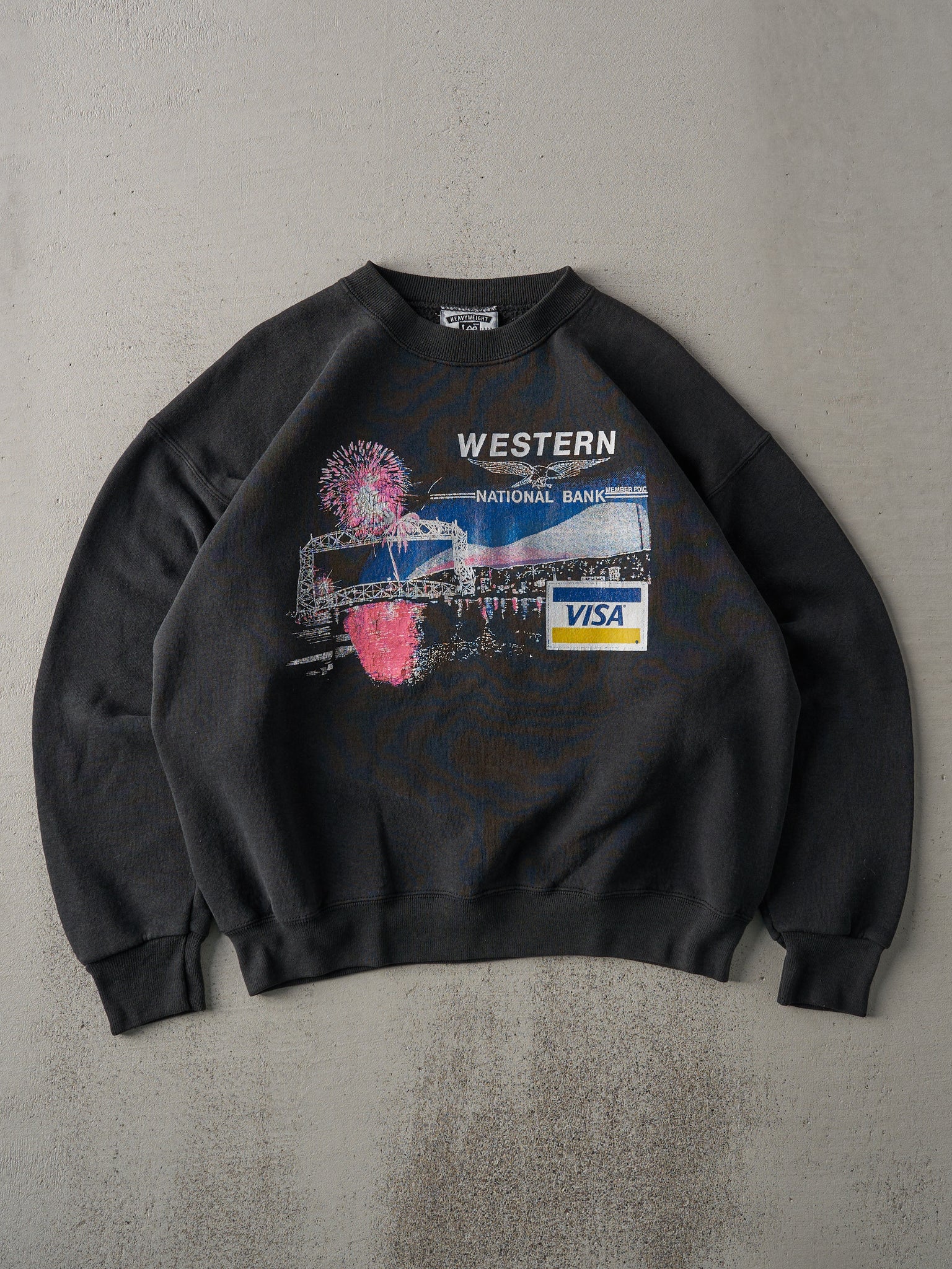 Vintage 90s Black Western National Bank Crewneck (L)