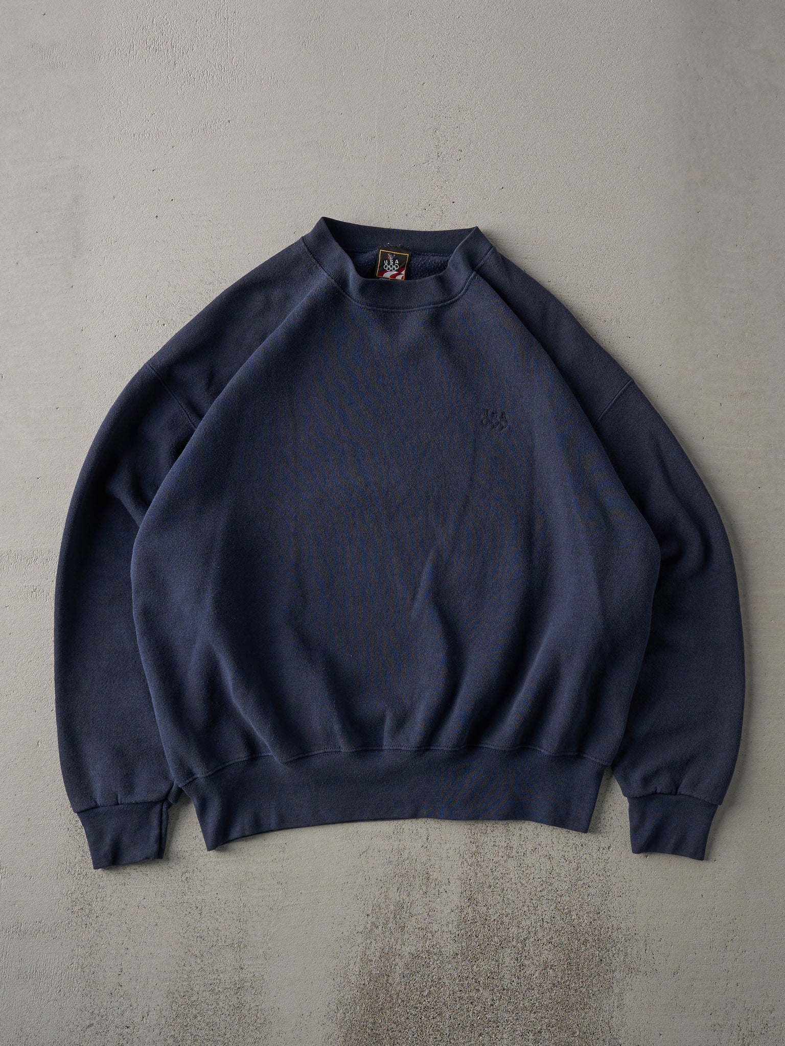 Vintage 90s Navy JCPenny Embroidered Blank Boxy Crewneck (L)