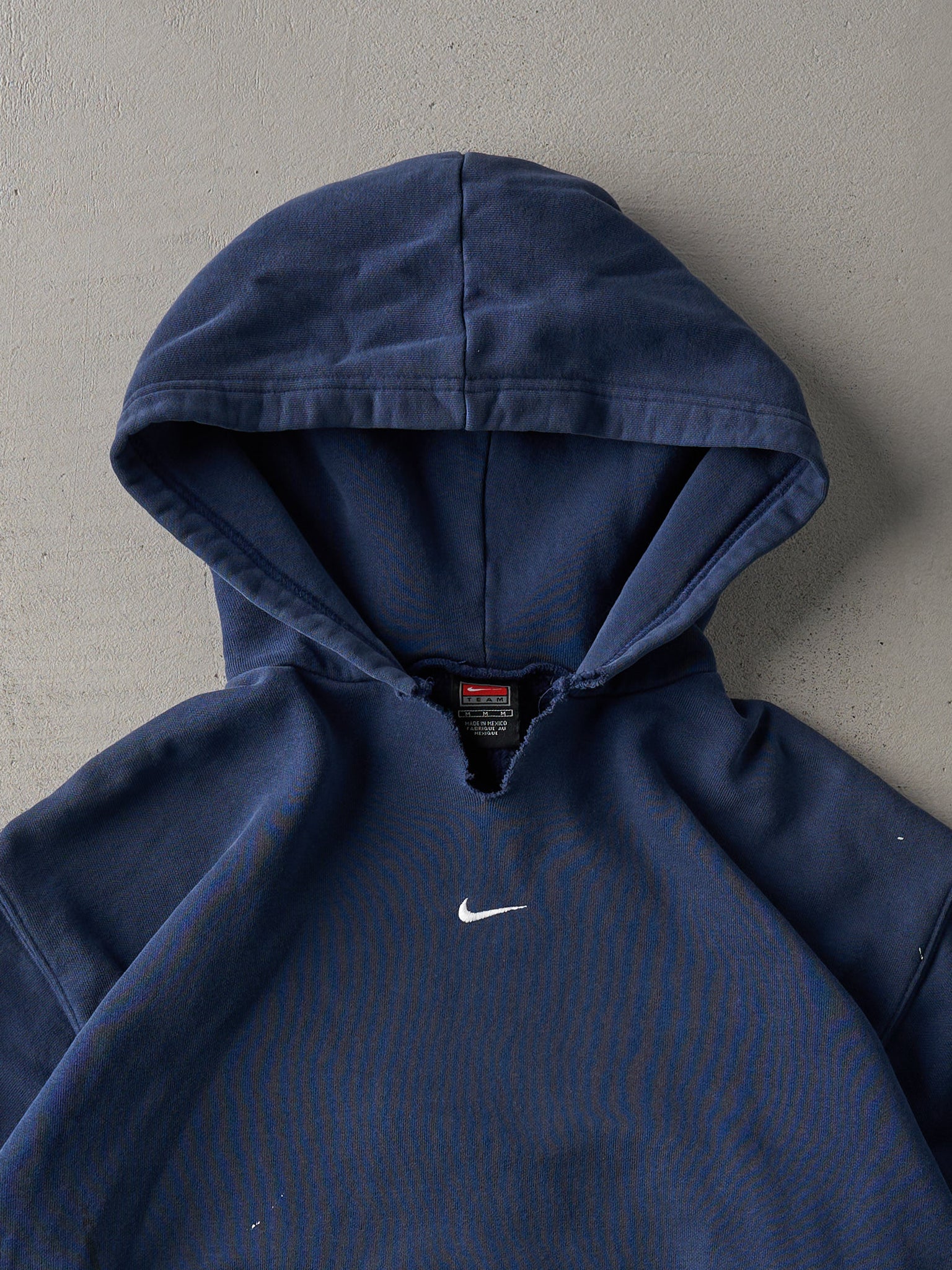 Vintage 90s Navy Nike Centre Check Boxy Hoodie (L)