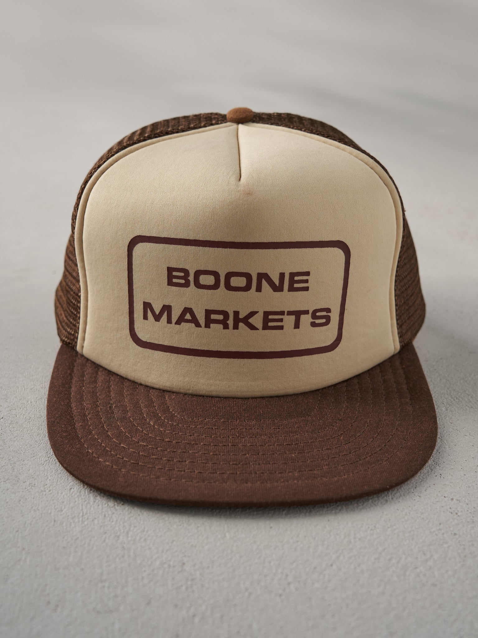 Vintage 80s Brown Boone Markets Trucker Hat