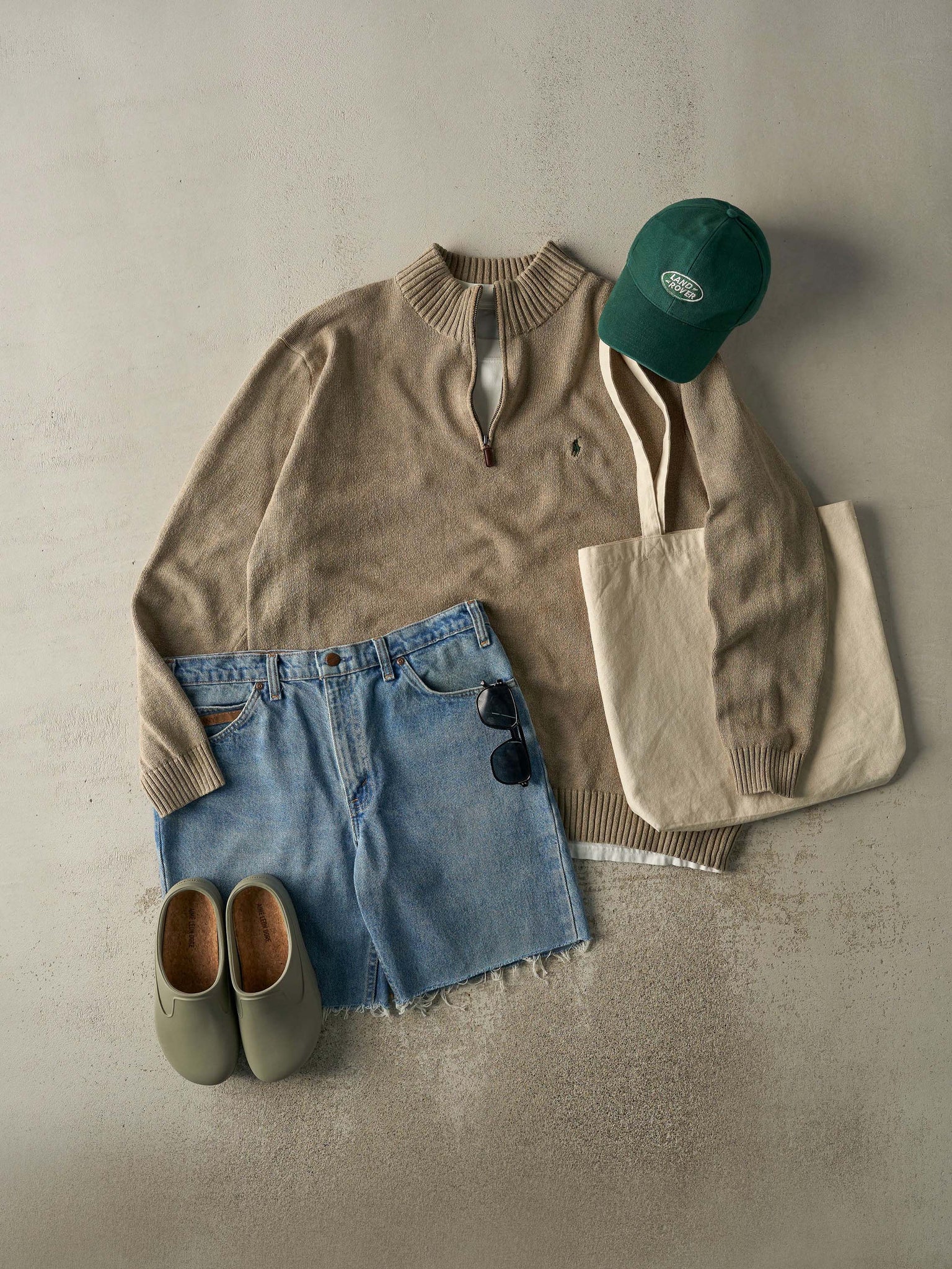 Vintage 90s Beige Polo Ralph Lauren Quarter Zip Knit (XL/XXL