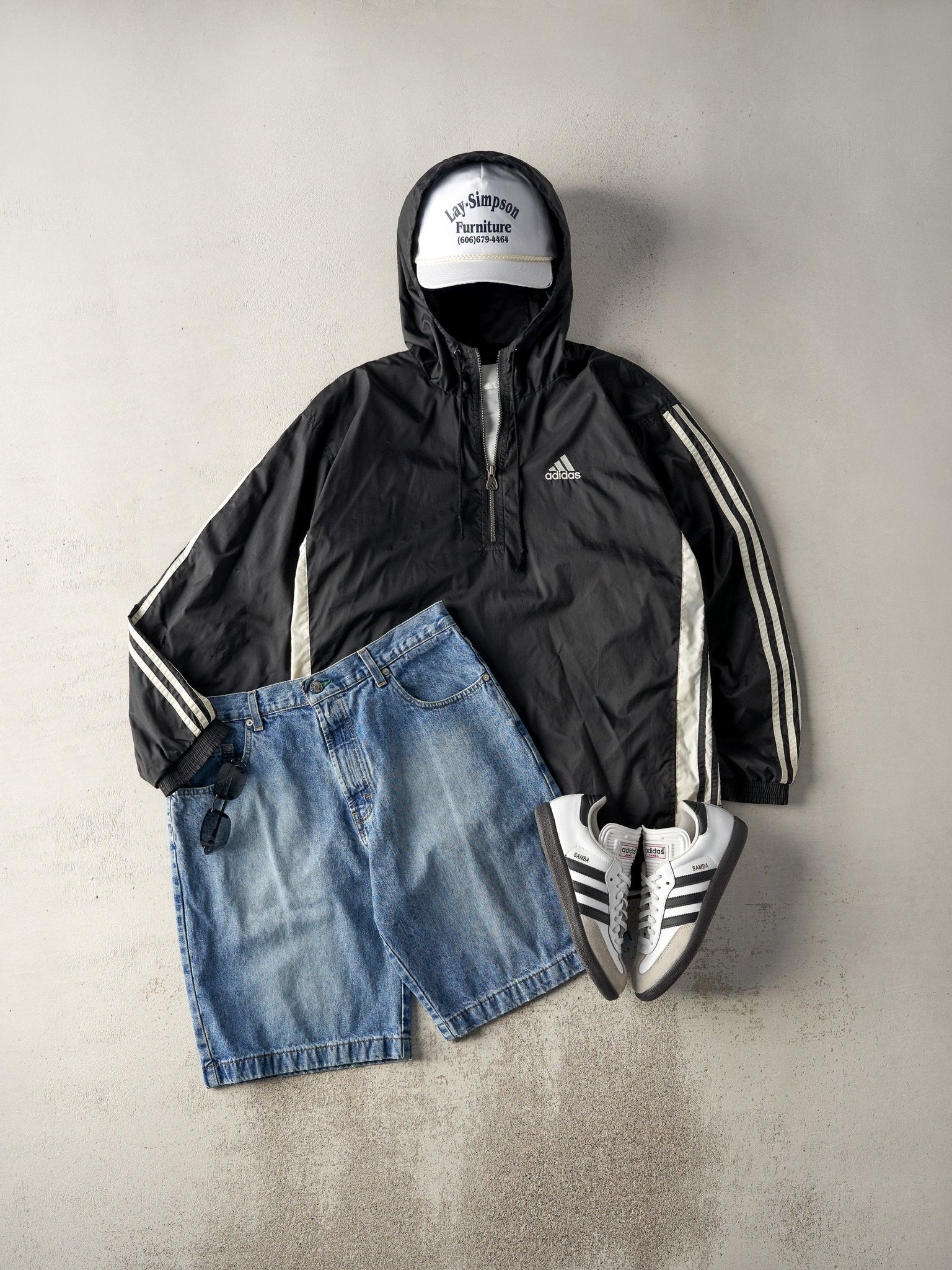Vintage 90s Black Adidas Quarter Zip Tear Away Jacket (XL