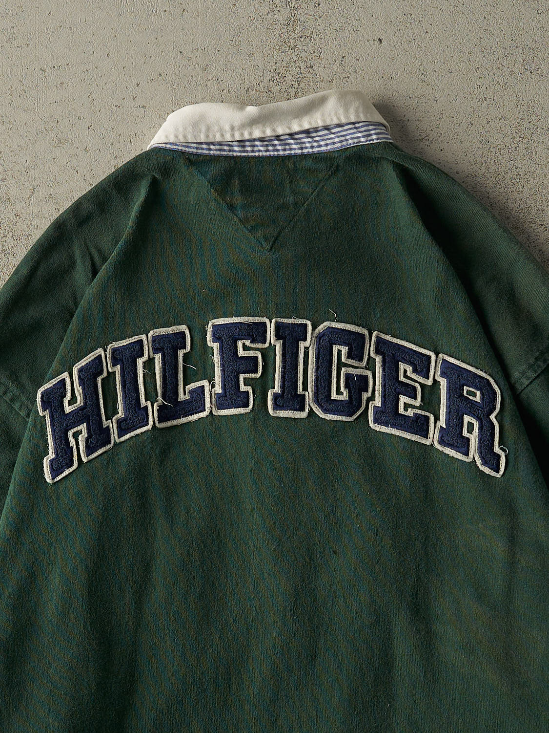 Vintage 90s Green Tommy Hilfiger Embroidered Rugby Shirt (XL)