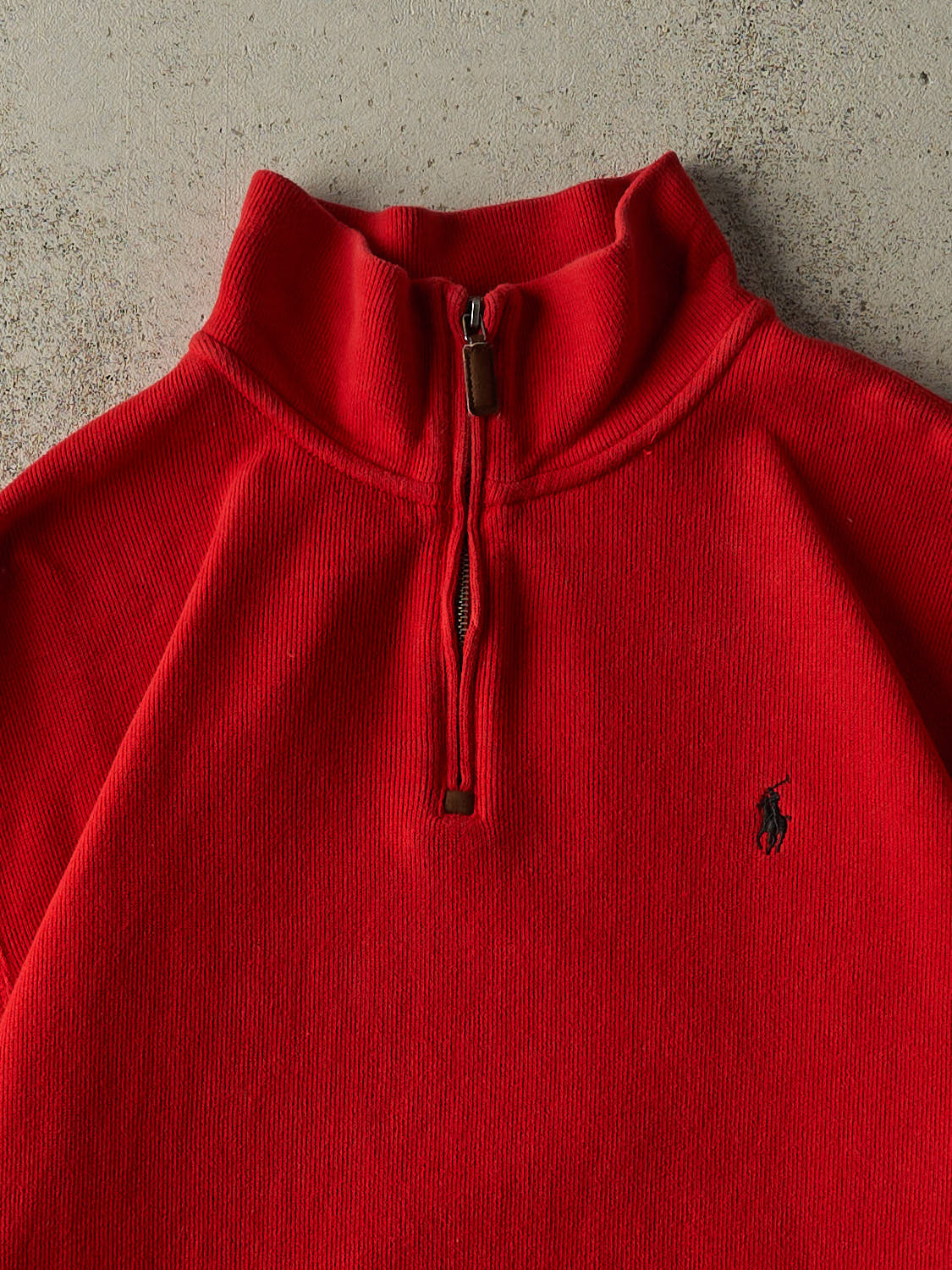 Vintage 90s Red Polo Ralph Lauren Quarter Zip Knit (XL