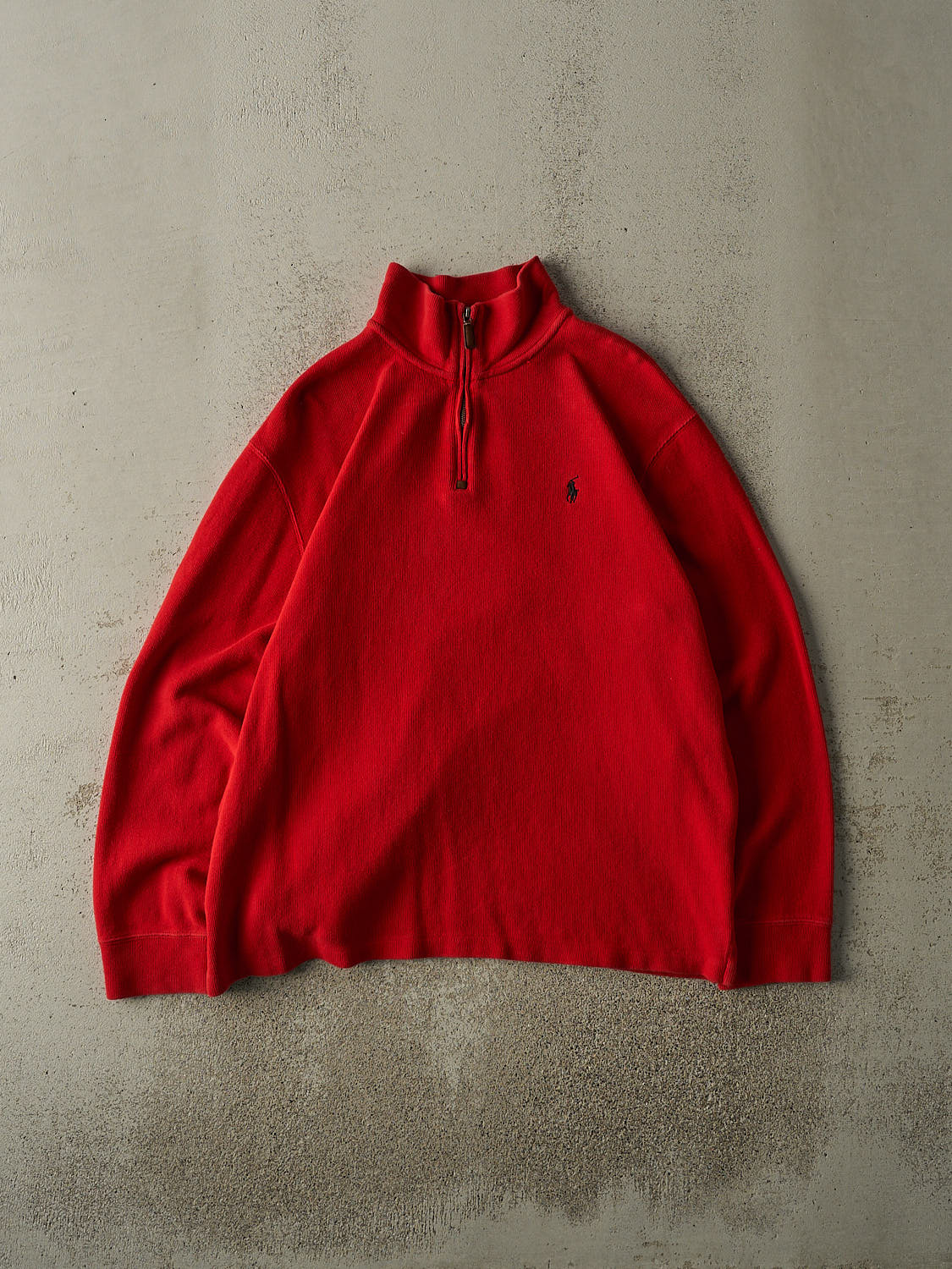 Vintage 90s Red Polo Ralph Lauren Quarter Zip Knit (XL)