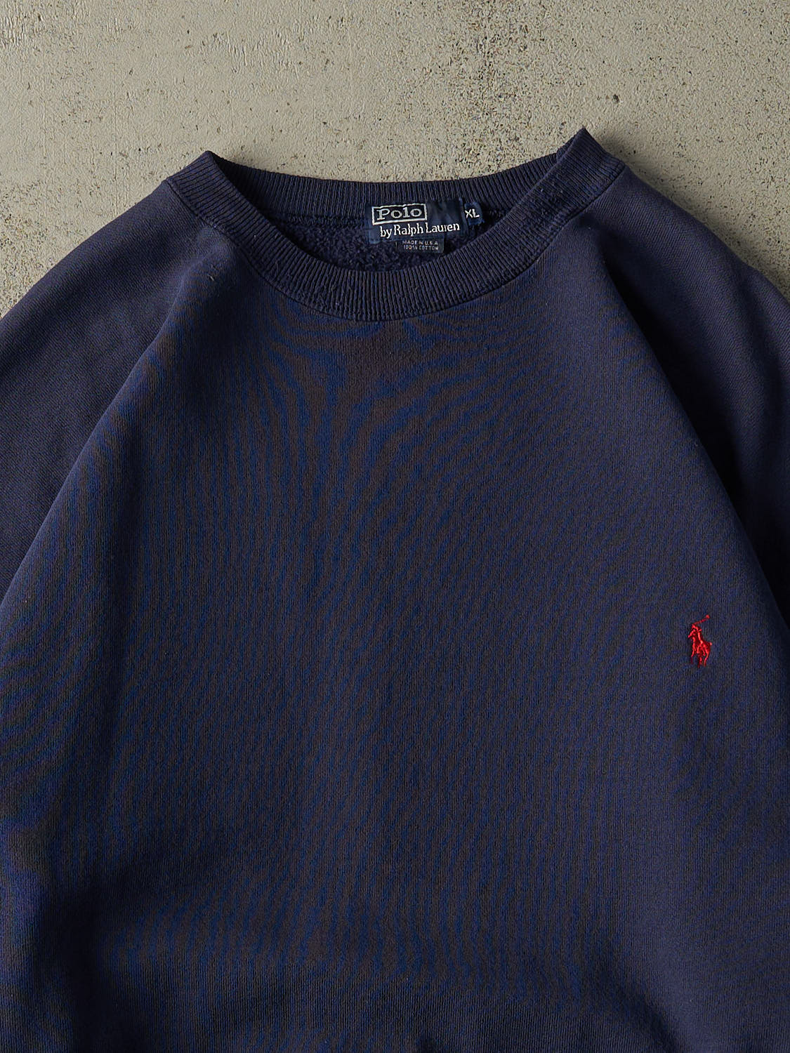 Vintage 90s Navy Blue Polo Ralph Lauren Embroidered Crewneck (XL/XXL)