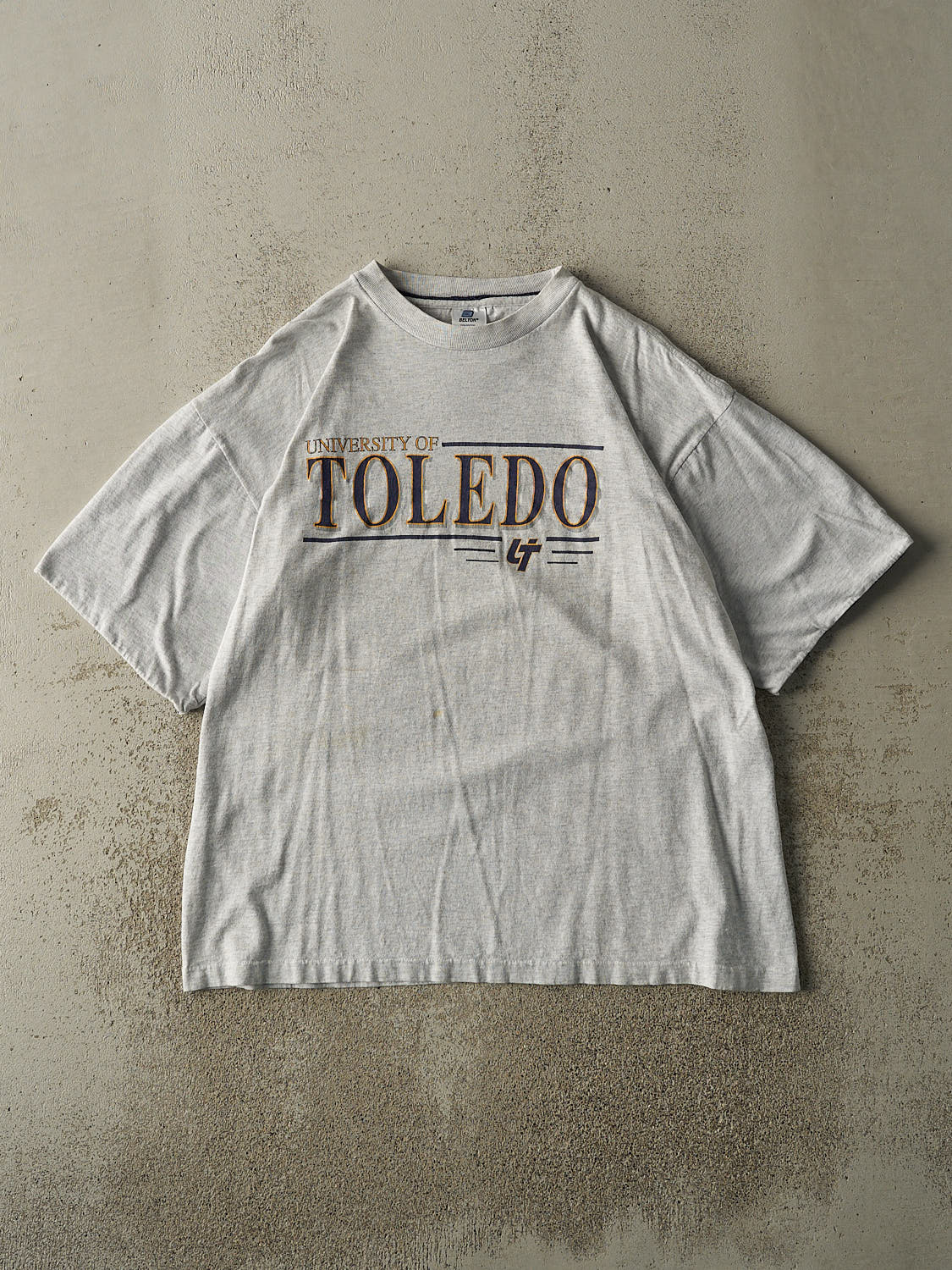 Vintage 90s Heather Grey University of Toledo Double Sleeve Tee (L/XL)