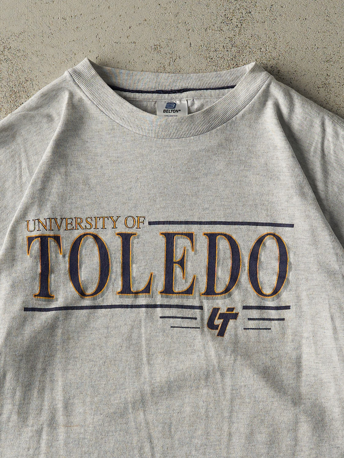 Vintage 90s Heather Grey University of Toledo Double Sleeve Tee (L/XL)