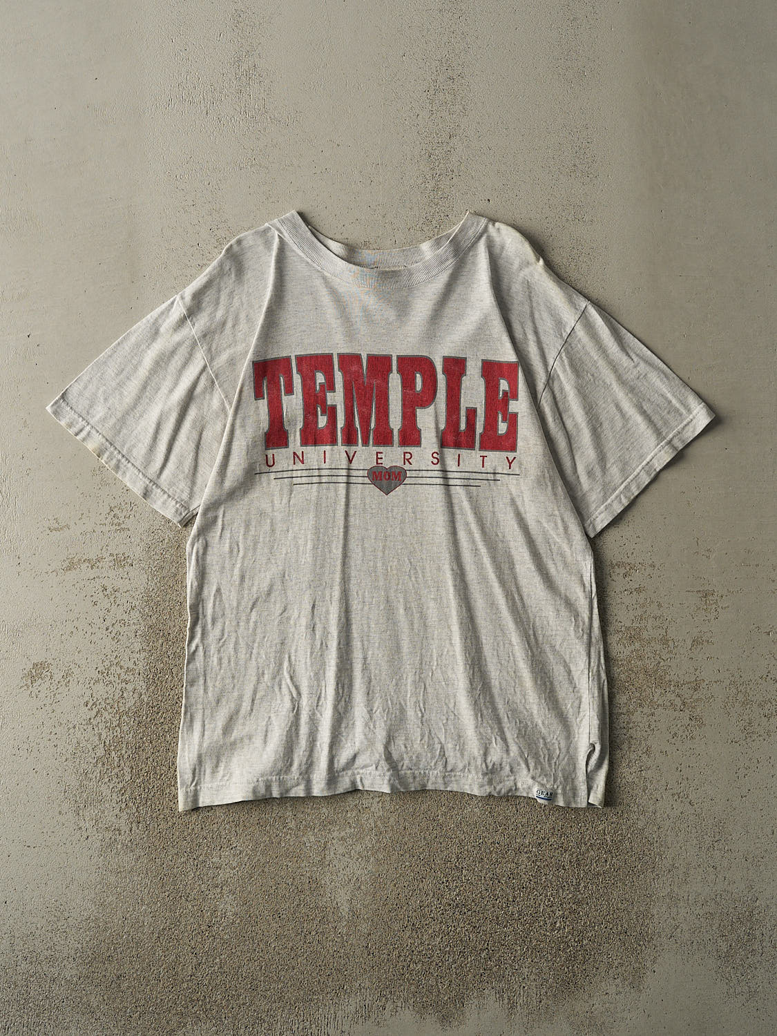 Vintage 90s Heather Grey Temple University Mom Tee (L/XL)