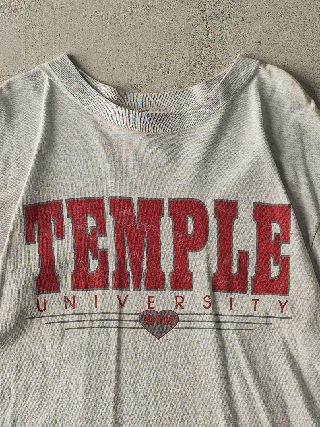 Vintage 90s Heather Grey Temple University Mom Tee (L/XL)