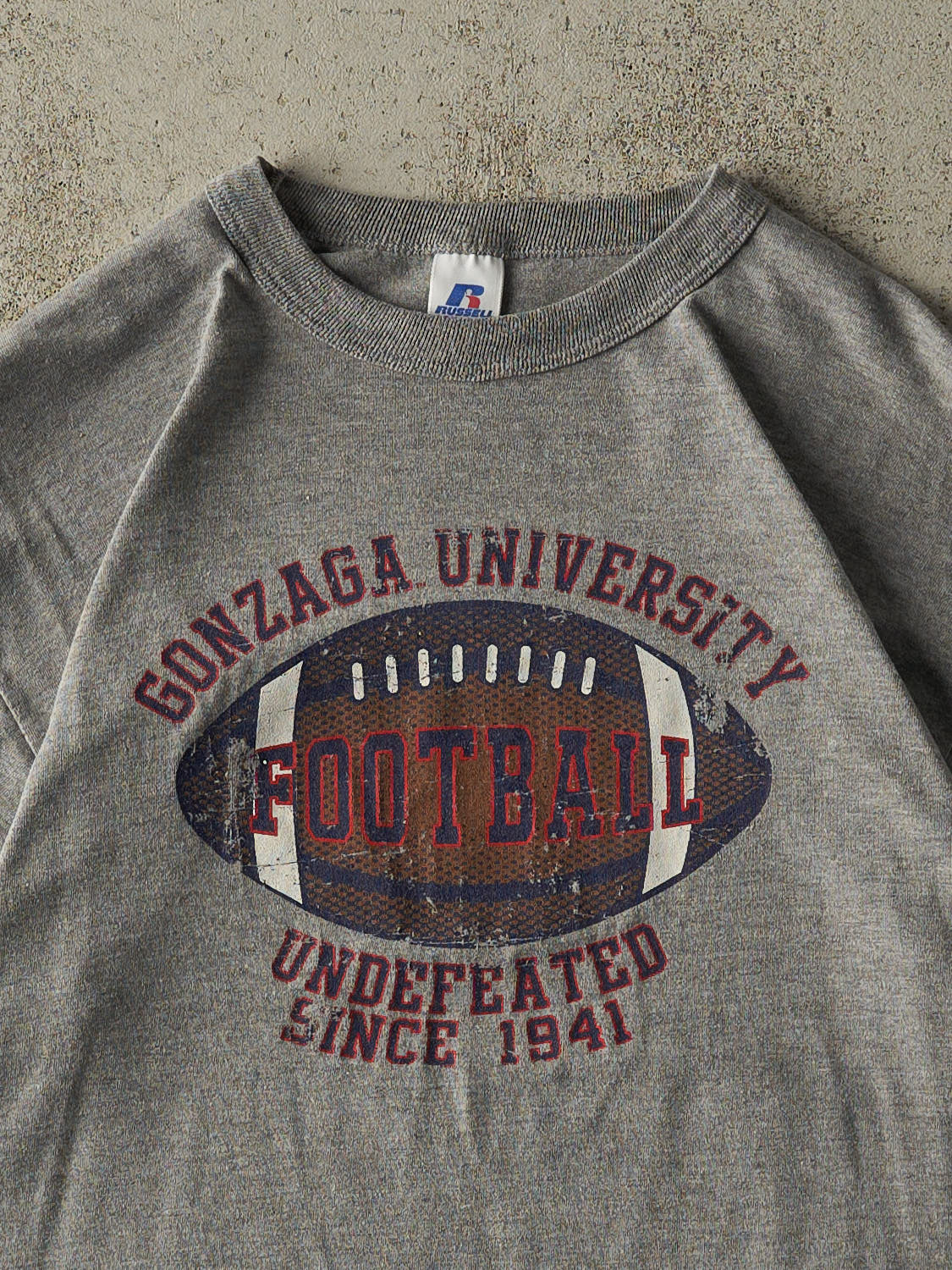 Vintage Y2K Grey Gonzaga University Football Russell Athletic Tee (M/L)