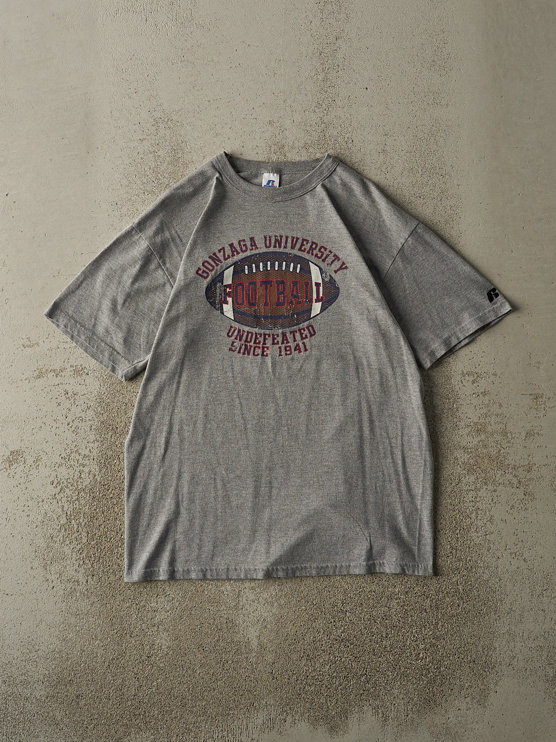 Vintage Y2K Grey Gonzaga University Football Russell Athletic Tee (M/L)