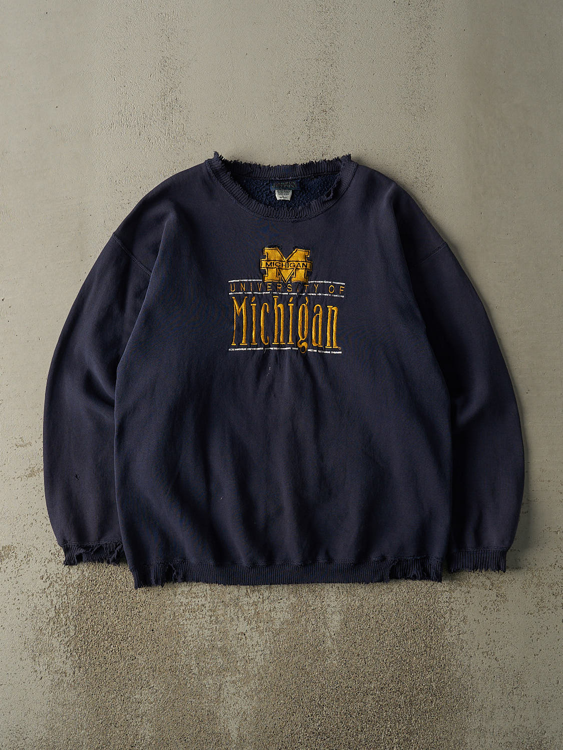 Vintage 90s Navy Blue University of Michigan Wolverines Crewneck (L/XL)