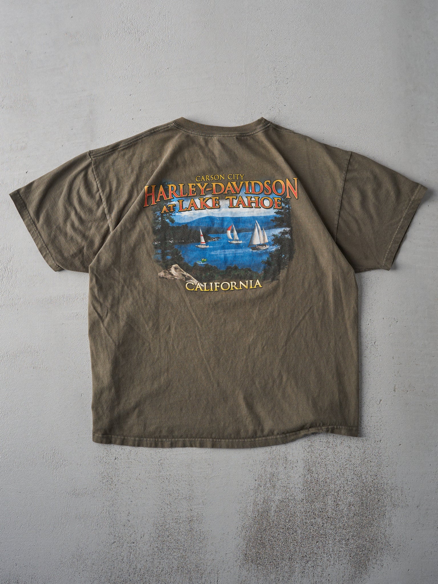 Vintage 08' Olive Green Carson City Harley Davidson Tee (M/L)