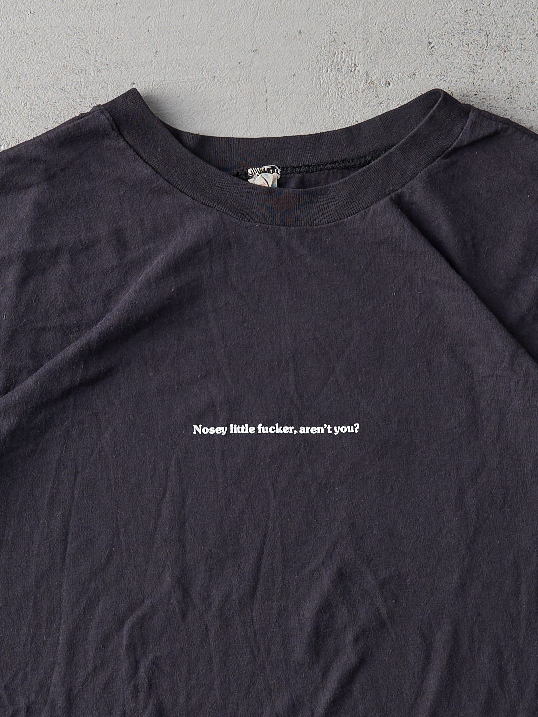 Vintage 80s Black "Nosey Little F*****, Aren't You?" Single Stitch Tee (M)