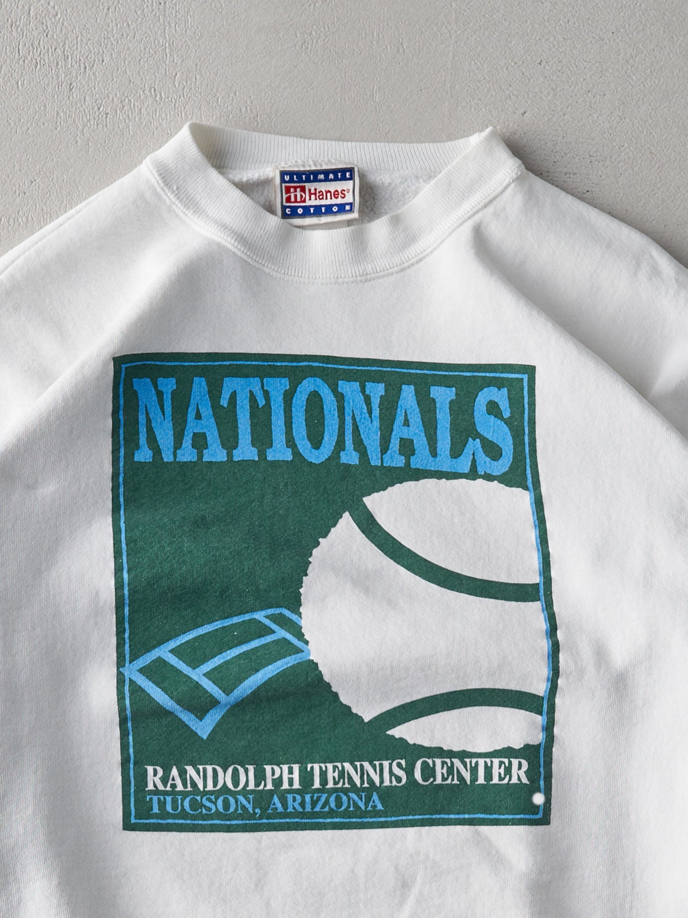 Vintage 90s White Nationals Randolph Tennis Center Boxy Crewneck (XL)