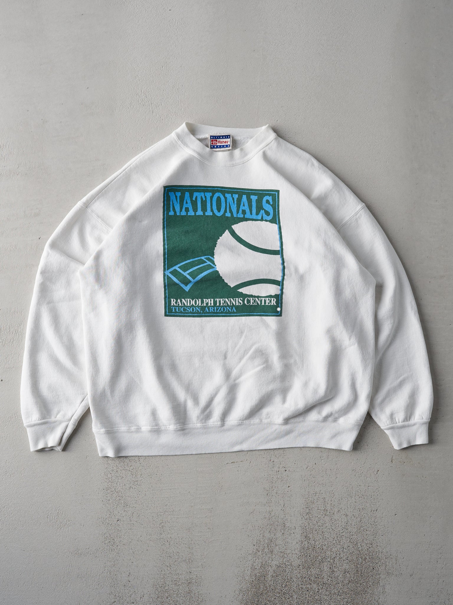 Vintage 90s White Nationals Randolph Tennis Center Boxy Crewneck (XL)