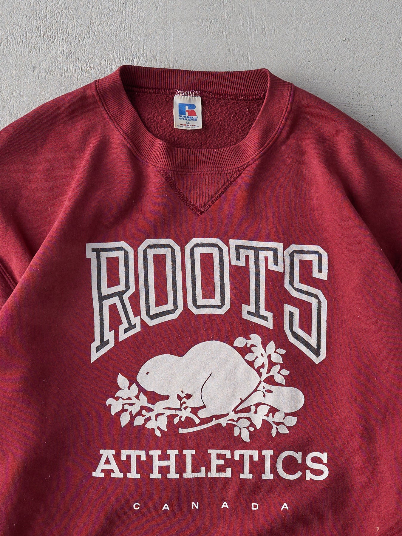 Vintage 90s Burgundy Roots Russell Athletics Crewneck (M)