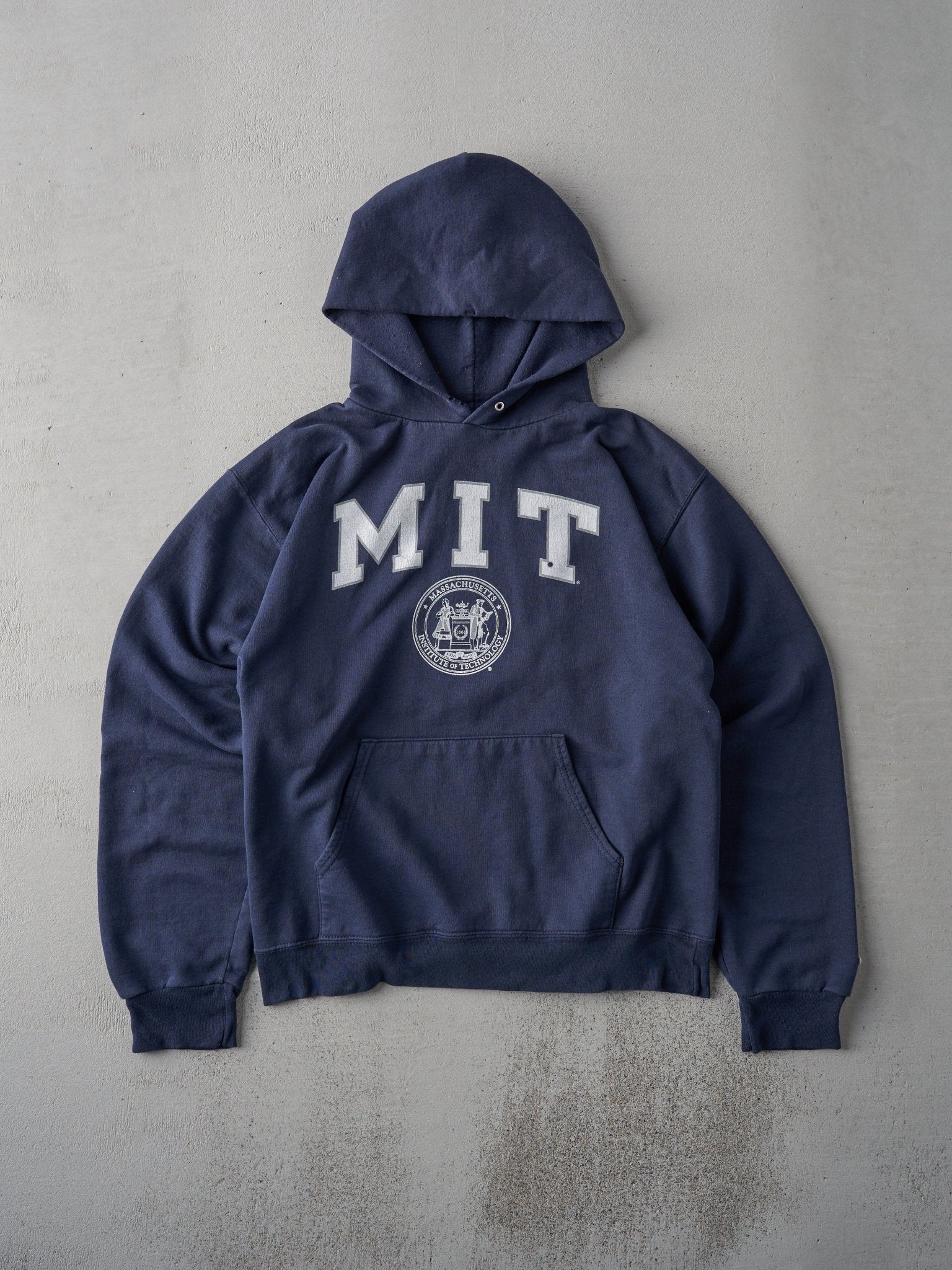 Vintage 90s Navy Blue MIT Hoodie (M)