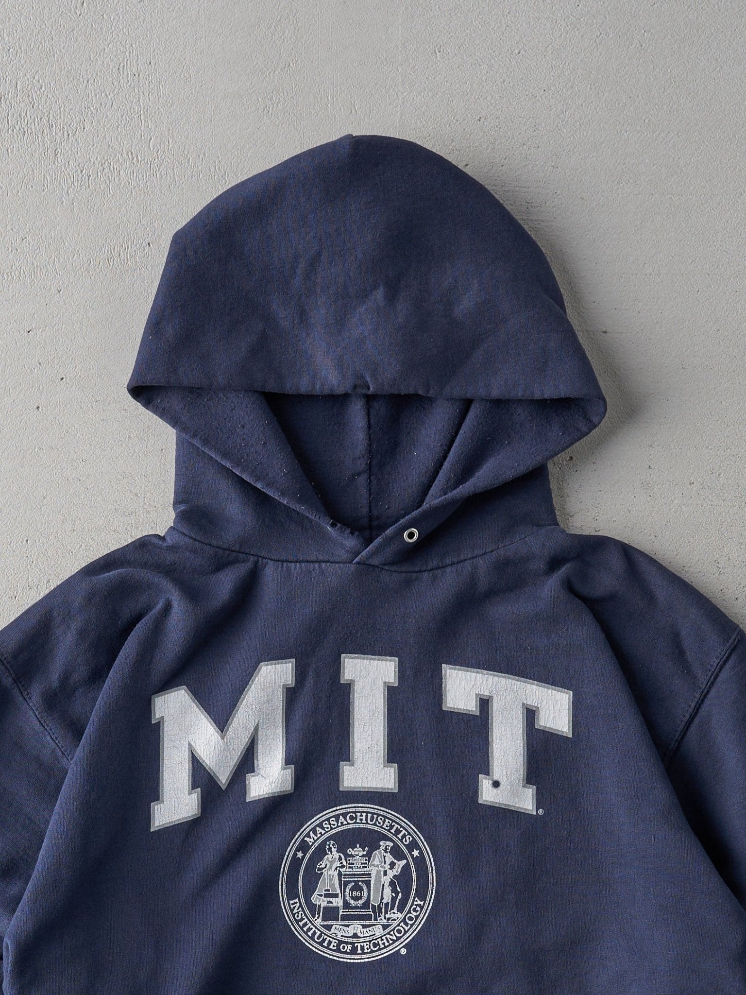 Vintage 90s Navy Blue MIT Hoodie (M)