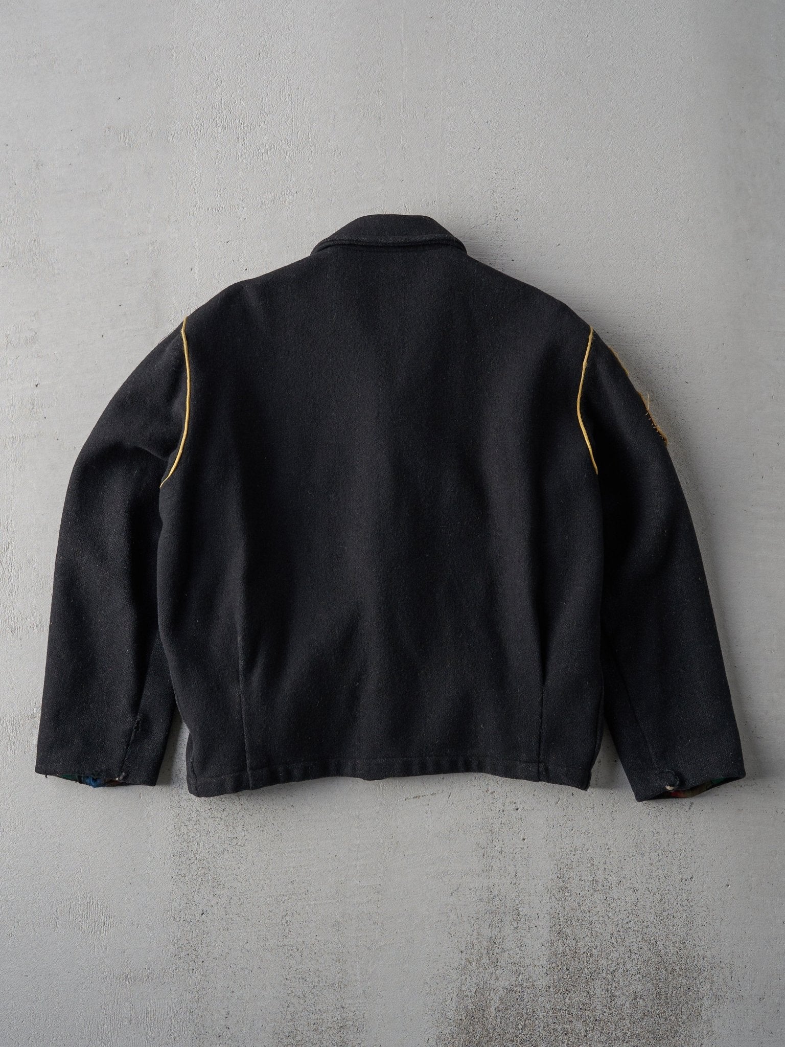 Vintage 70s Black BUMBACO'S Sports Center Patchwork Wool Jacket (S/M)