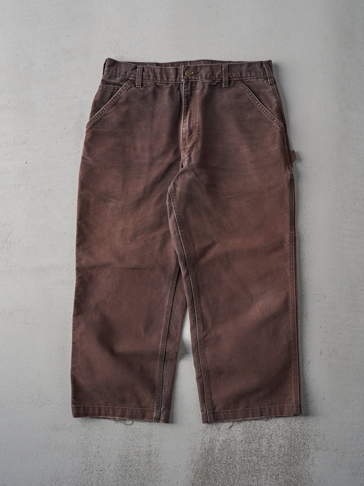 Vintage 90s Chocolate Brown Dungaree Fit Carhartt Carpenter Pants (35x25)