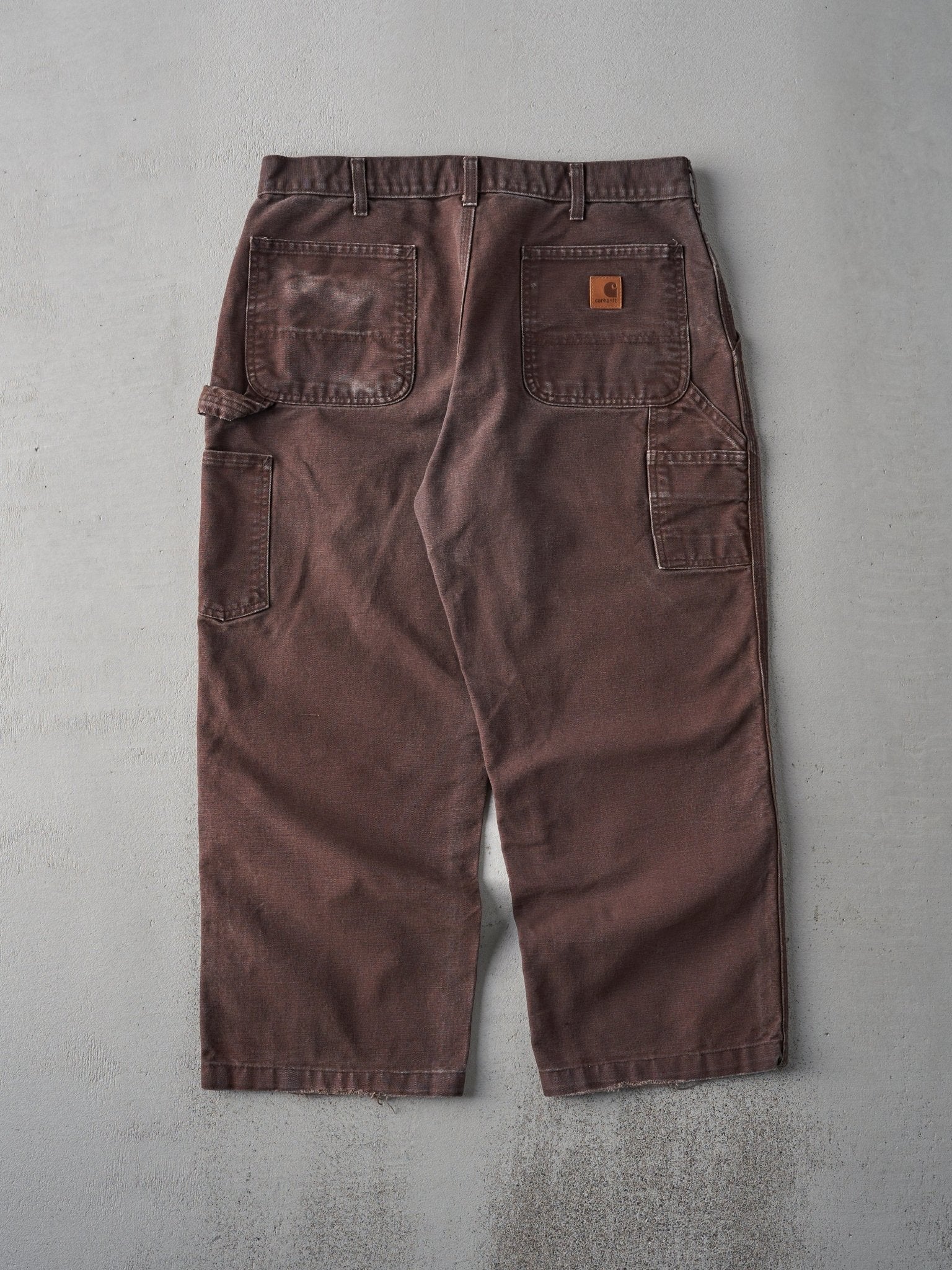 Vintage 90s Chocolate Brown Dungaree Fit Carhartt Carpenter Pants (35x25)