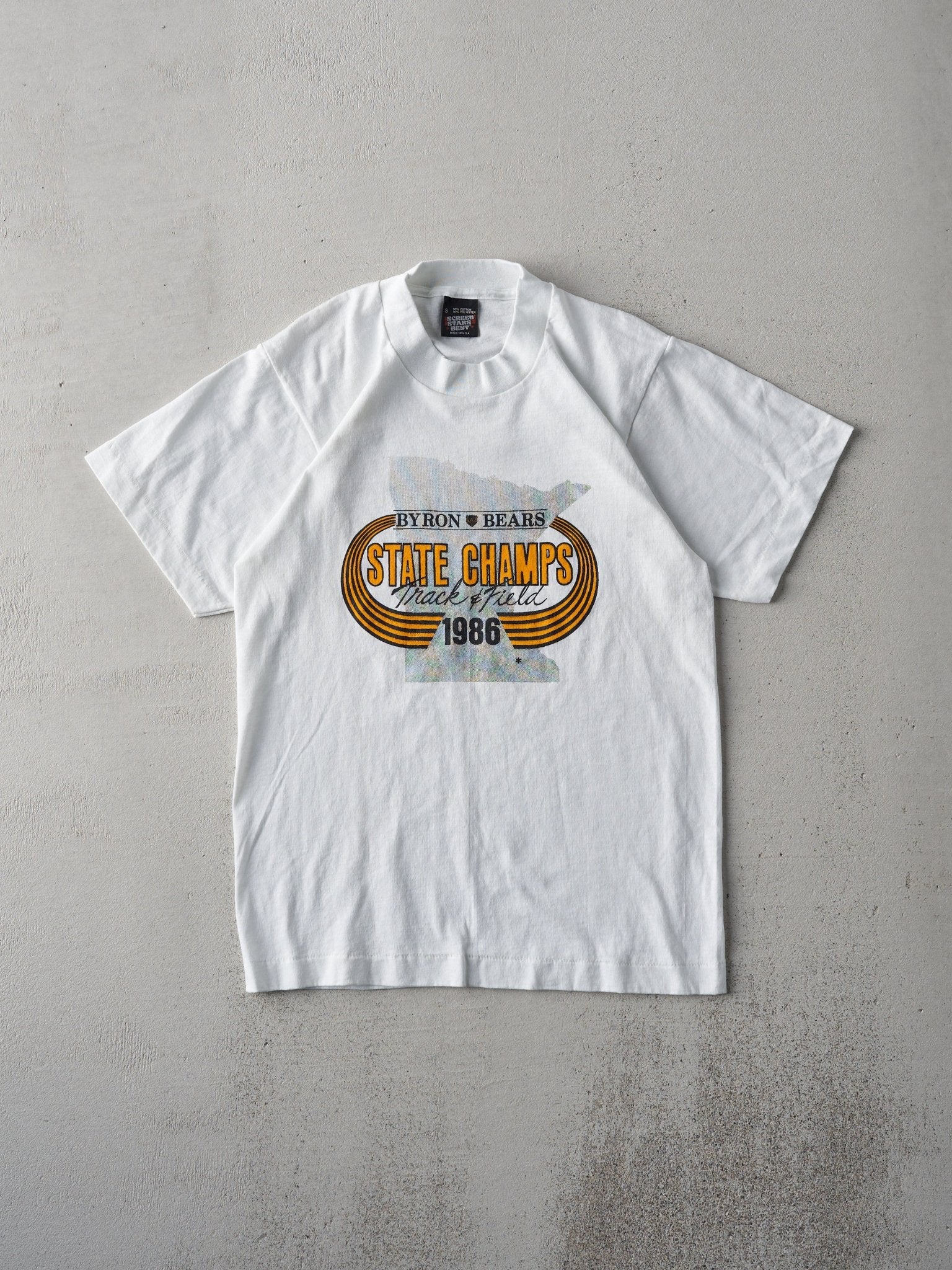 Vintage 80s White Byron Bears State Champs Single Stitch Tee (XS/S)