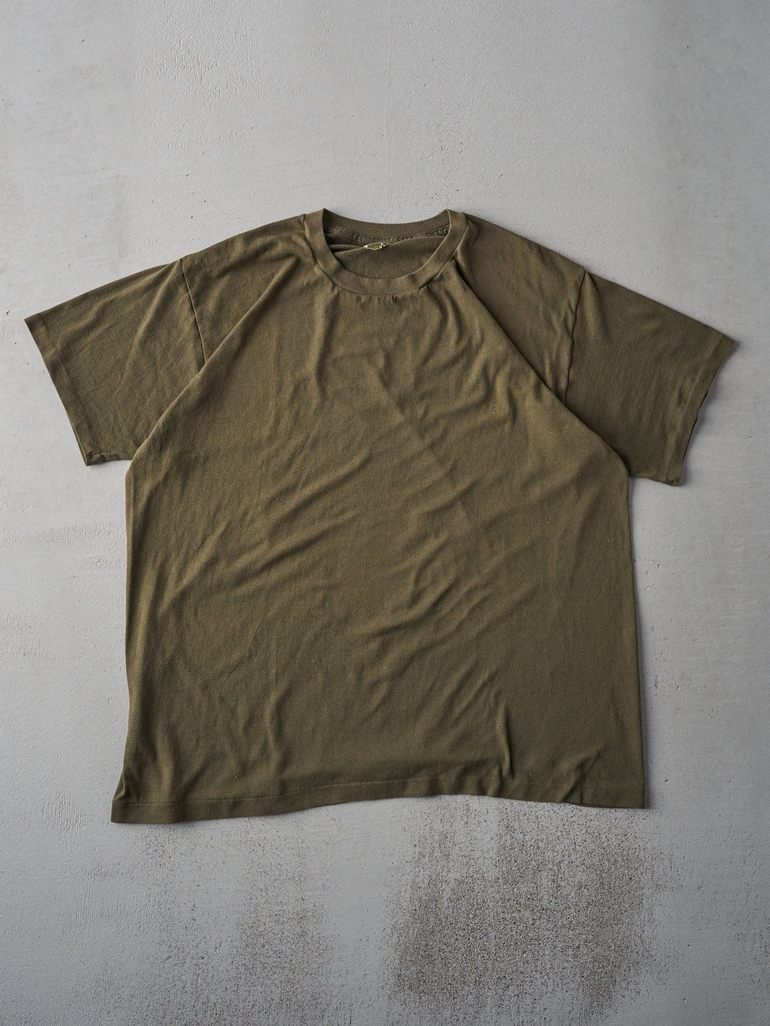 Vintage 80s Army Green Military Blank Single Stitch Tee (L)